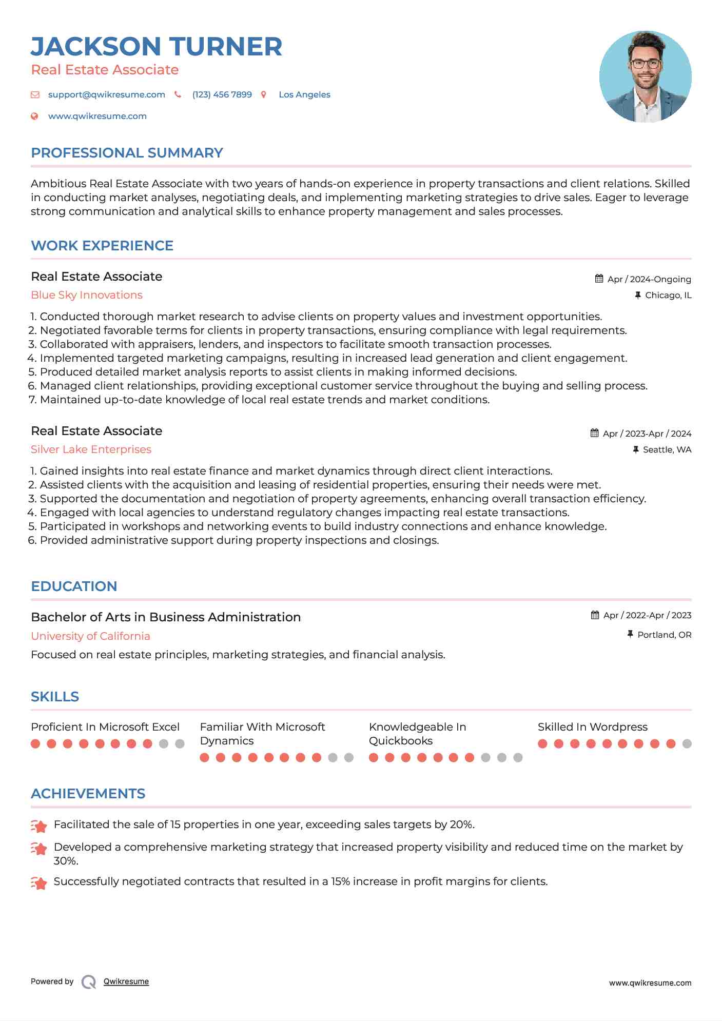Real Estate Associate Resume Format