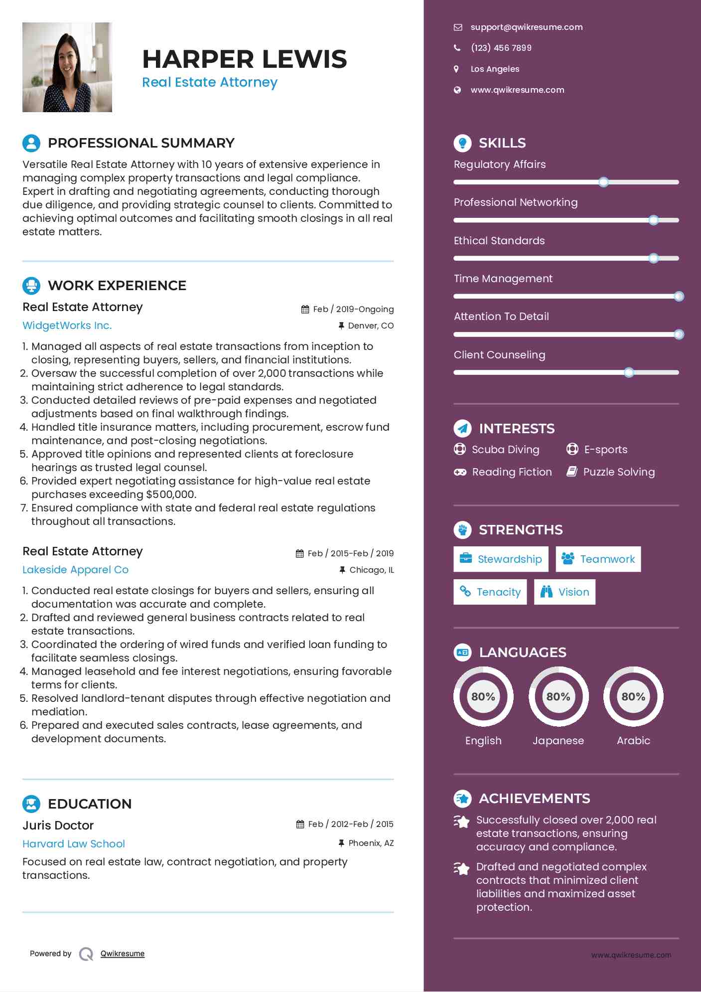 Real Estate Attorney Resume Samples QwikResume