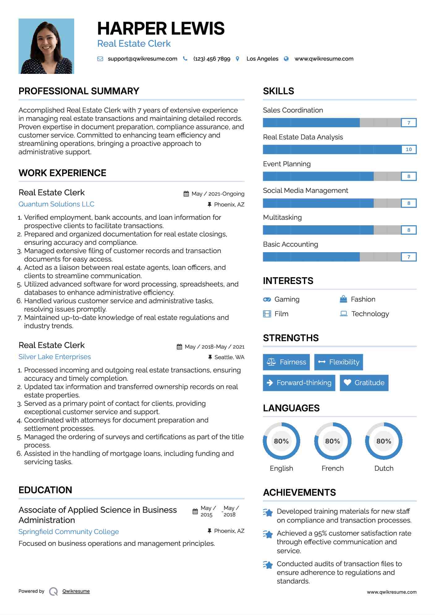Real Estate Clerk Resume Format