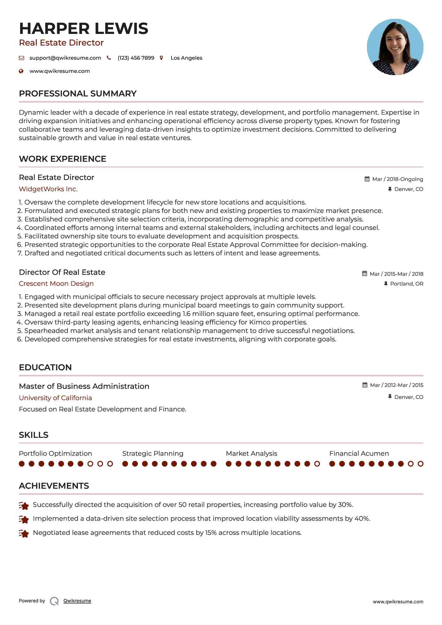 Real Estate Director Resume Format