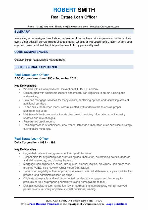 Real Estate Loan Officer Resume Samples QwikResume
