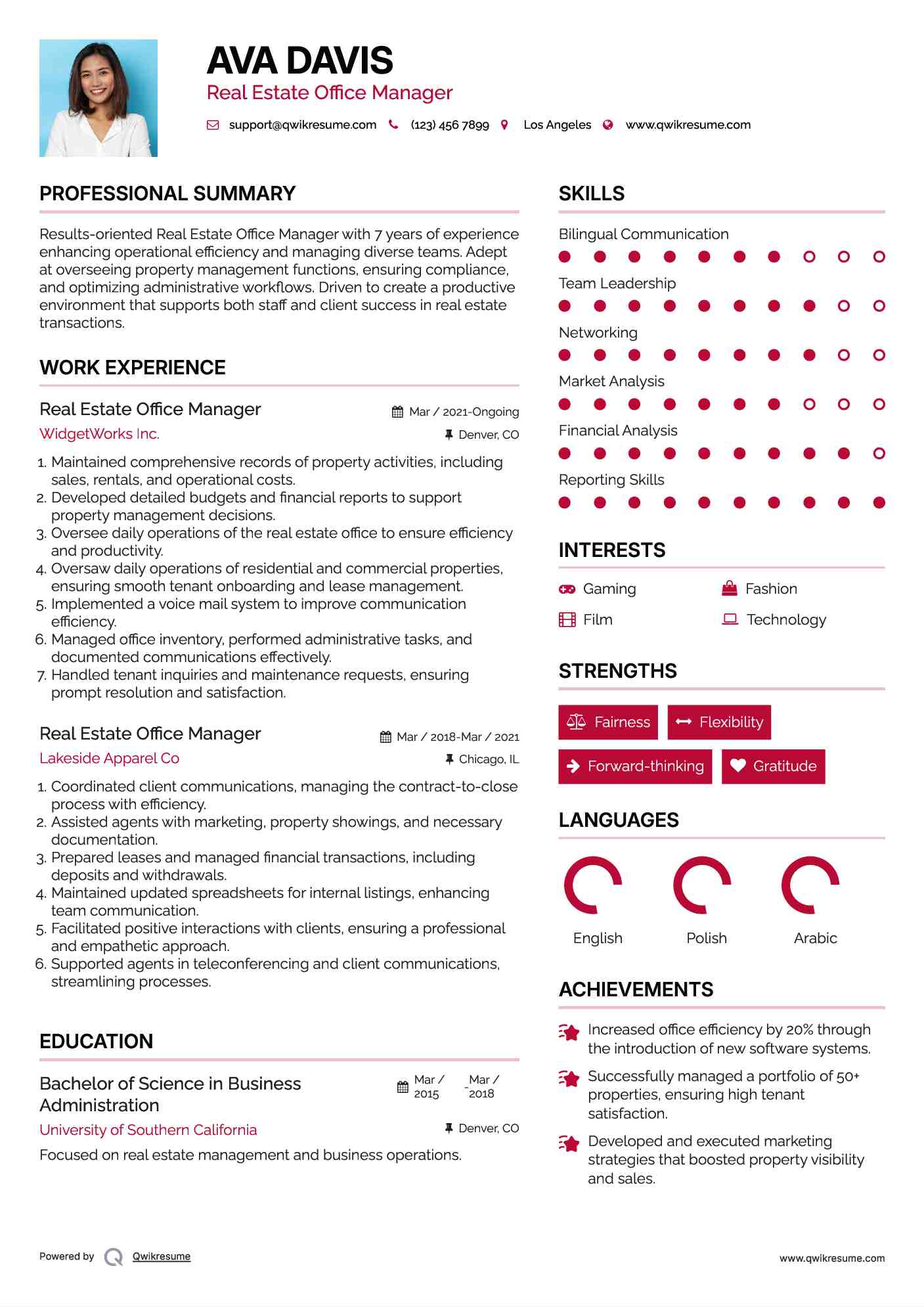 Real Estate Office Manager Resume Format