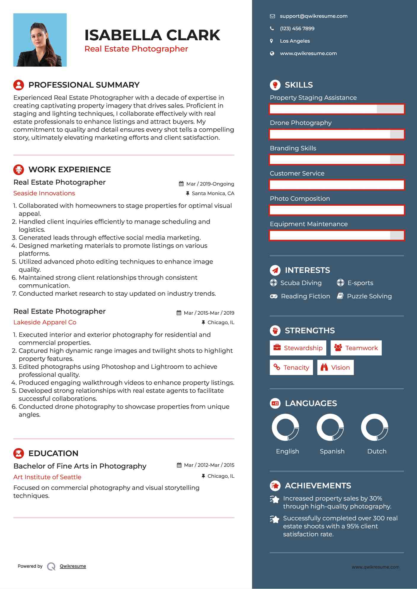 Real Estate Photographer Resume Template