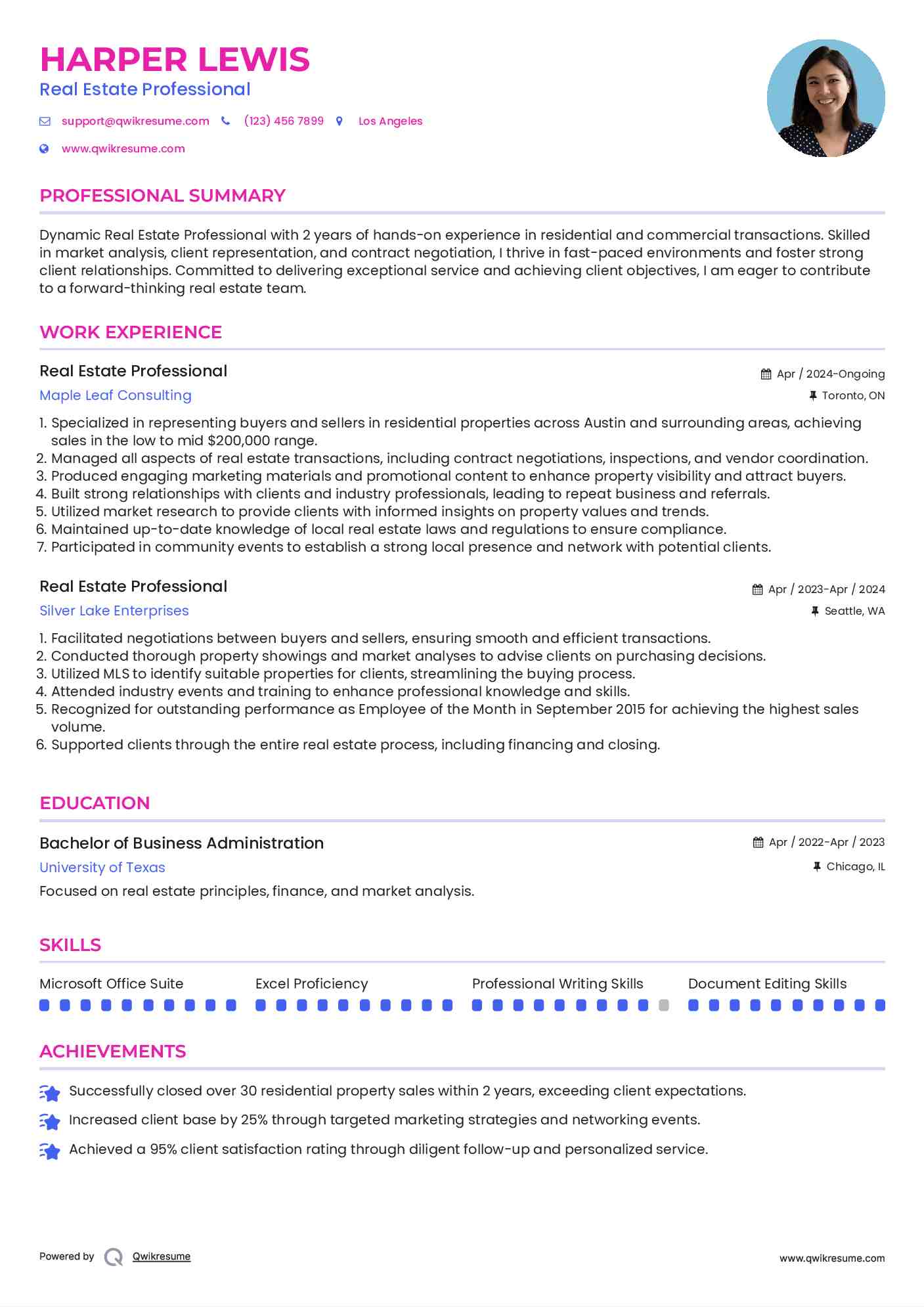 Real Estate Professional Resume Example
