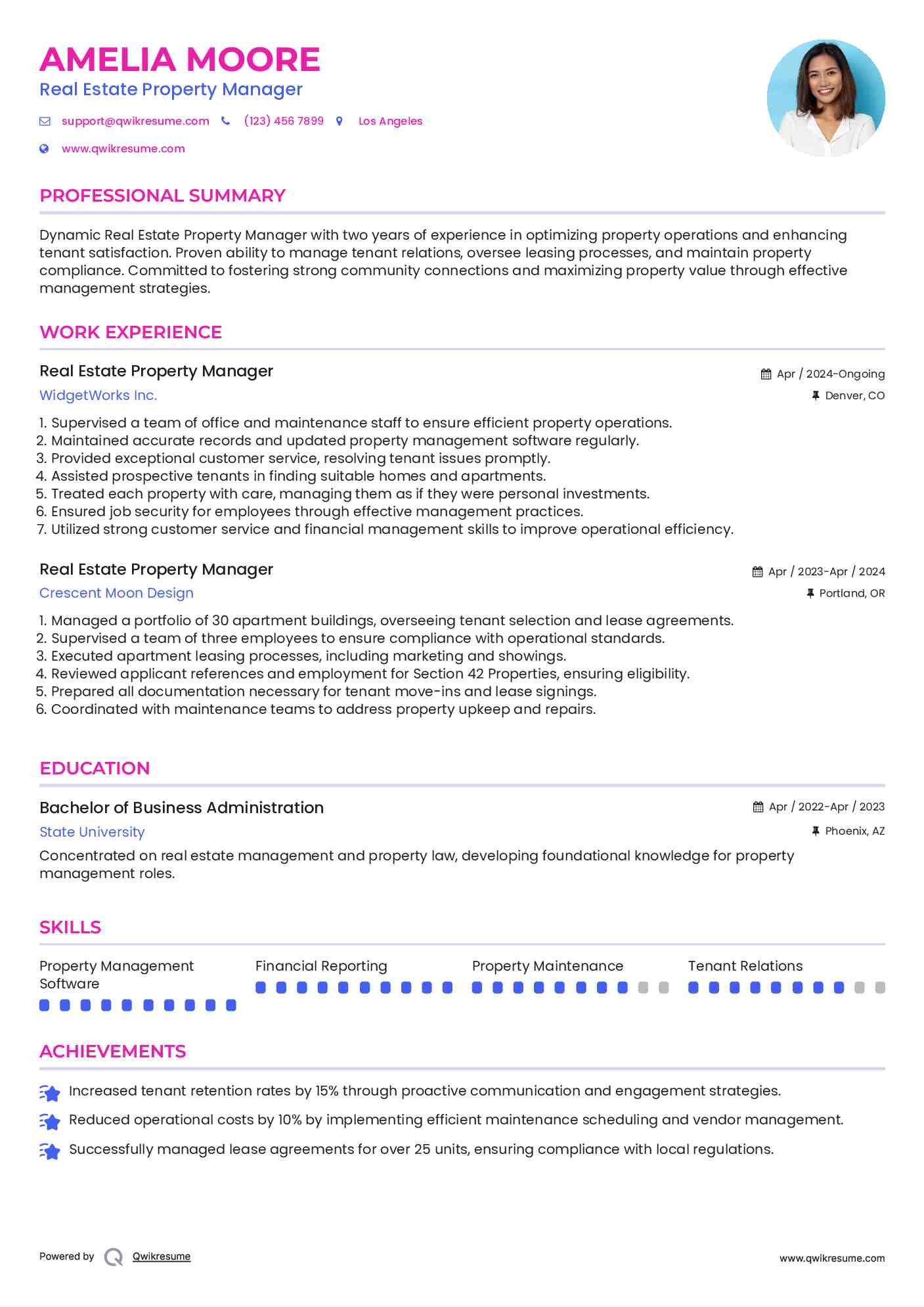 Real Estate Property Manager Resume Template