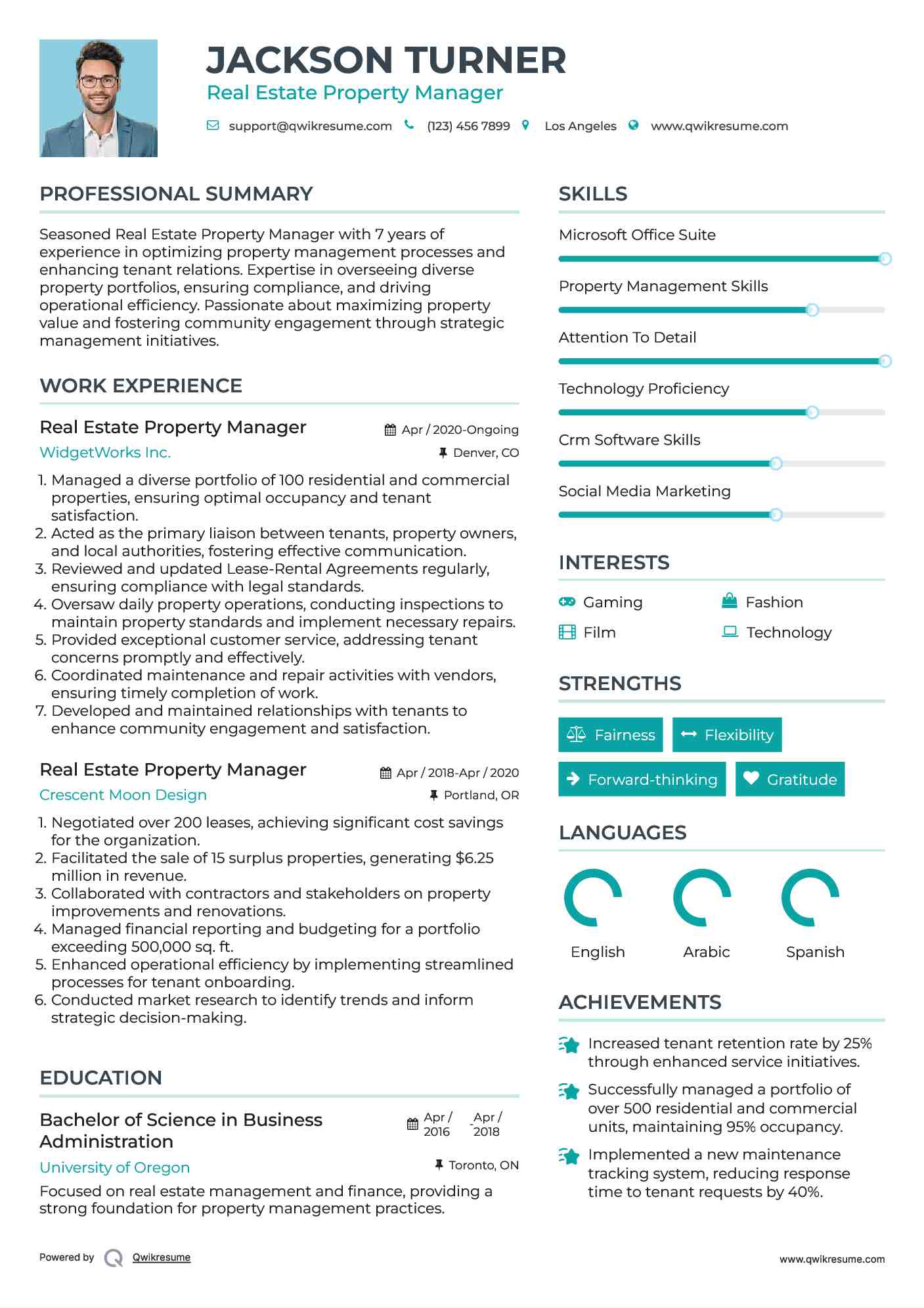 Real Estate Property Manager Resume Template
