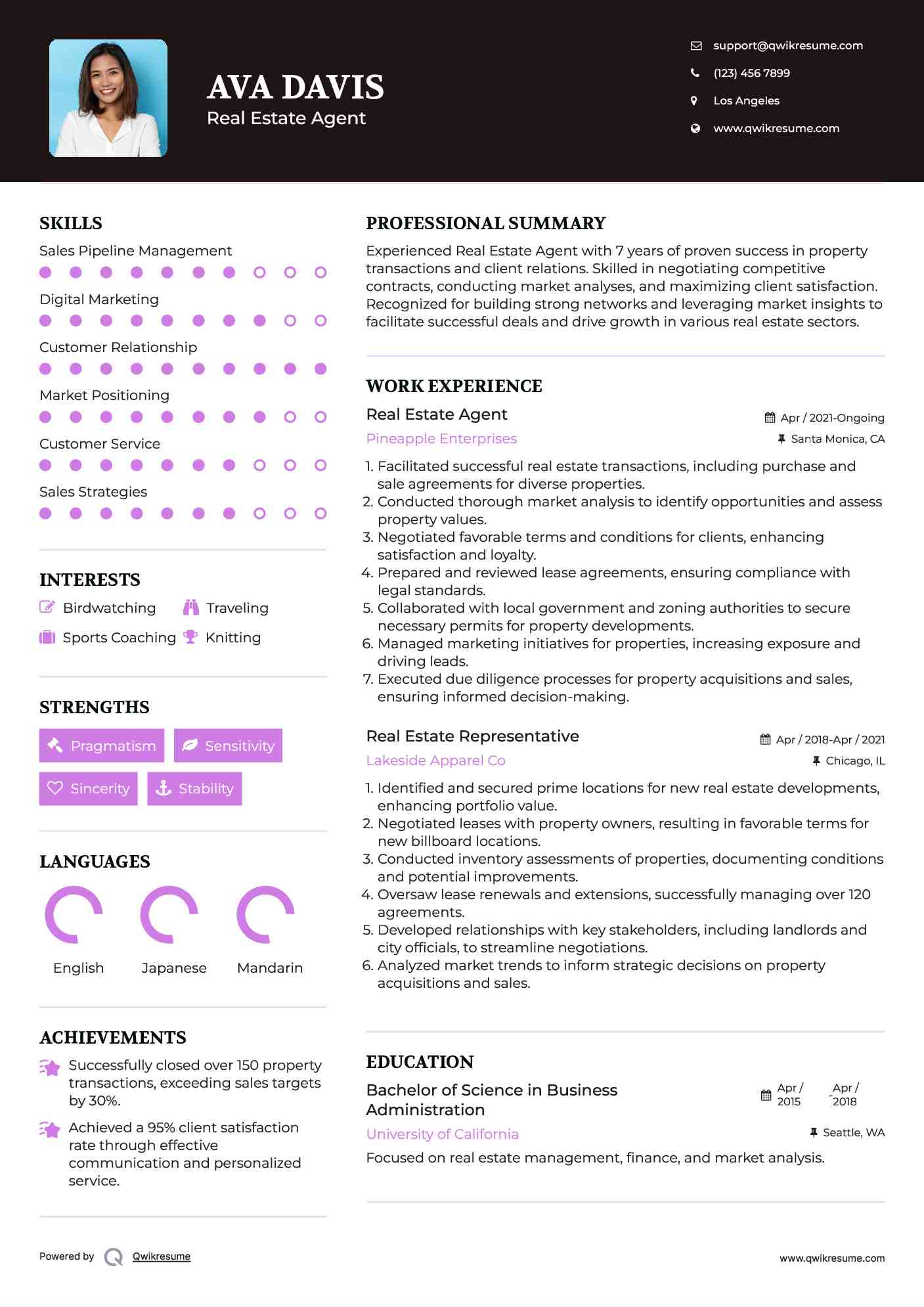 Real Estate Agent Resume Format