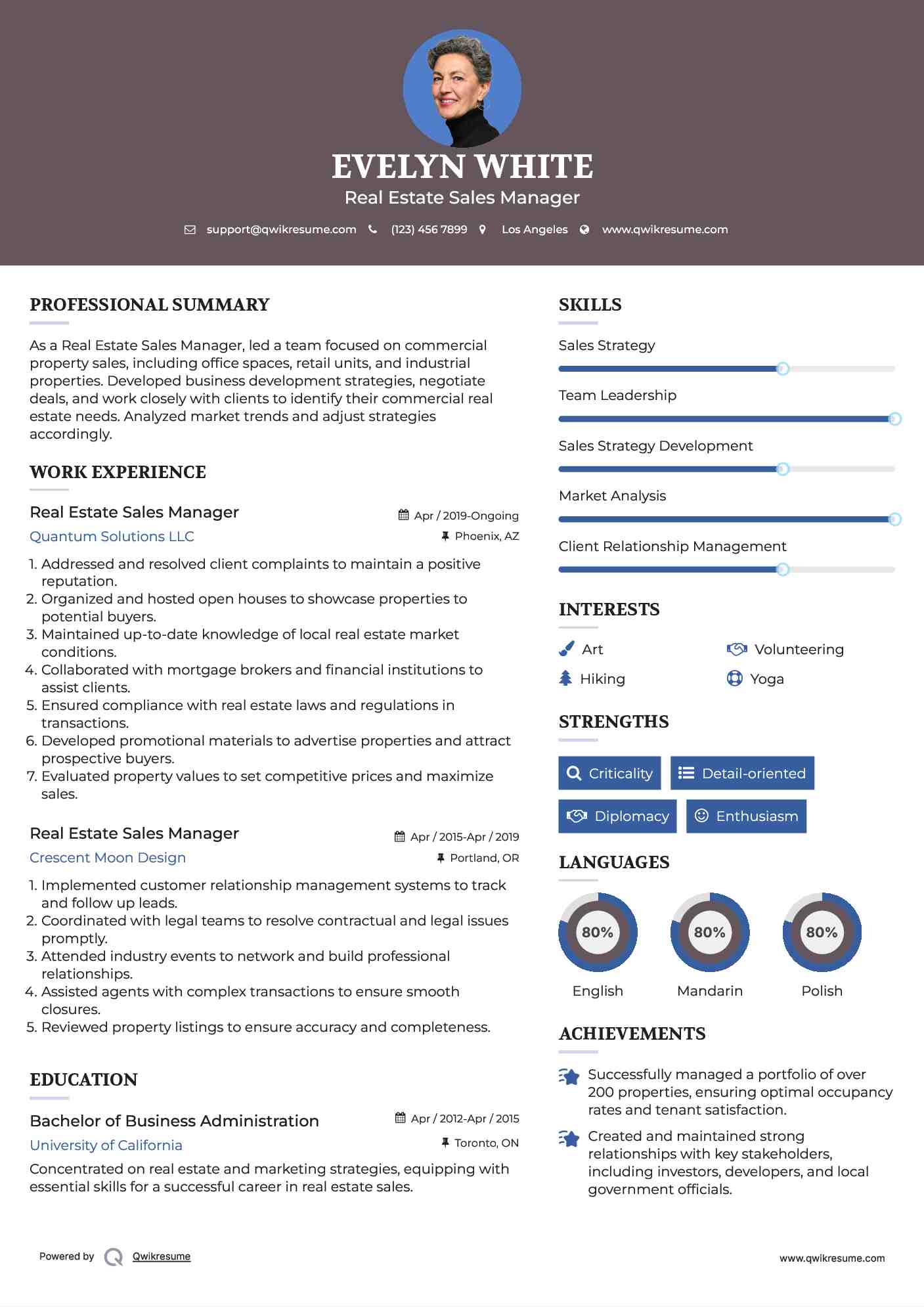Real Estate Sales Manager Resume Template