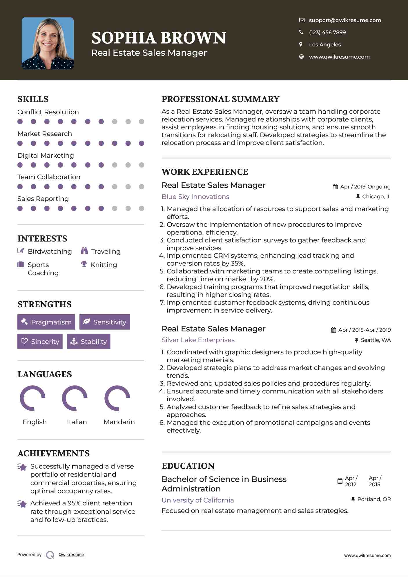 Real Estate Sales Manager Resume Format