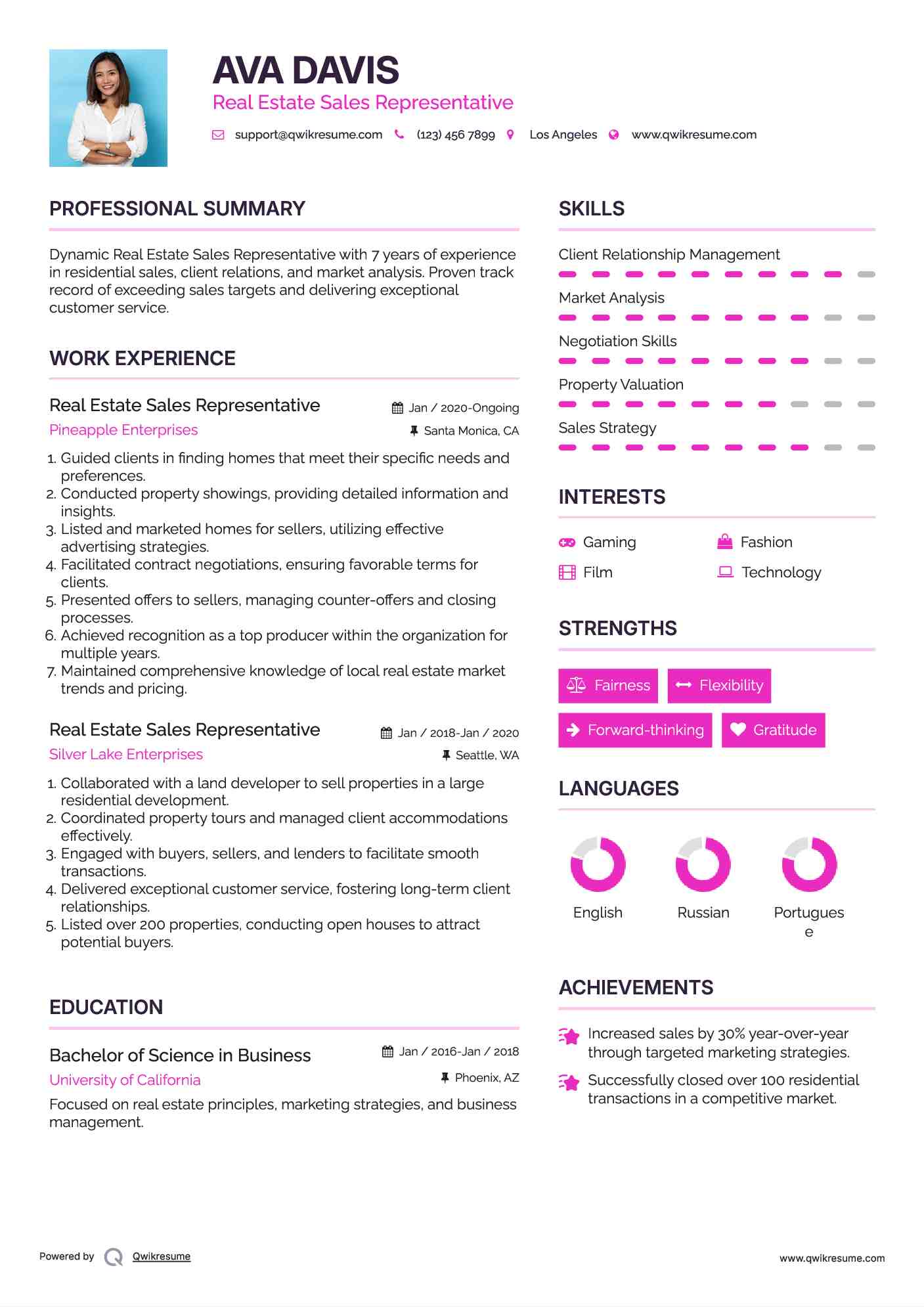 Real Estate Sales Representative Resume Samples QwikResume