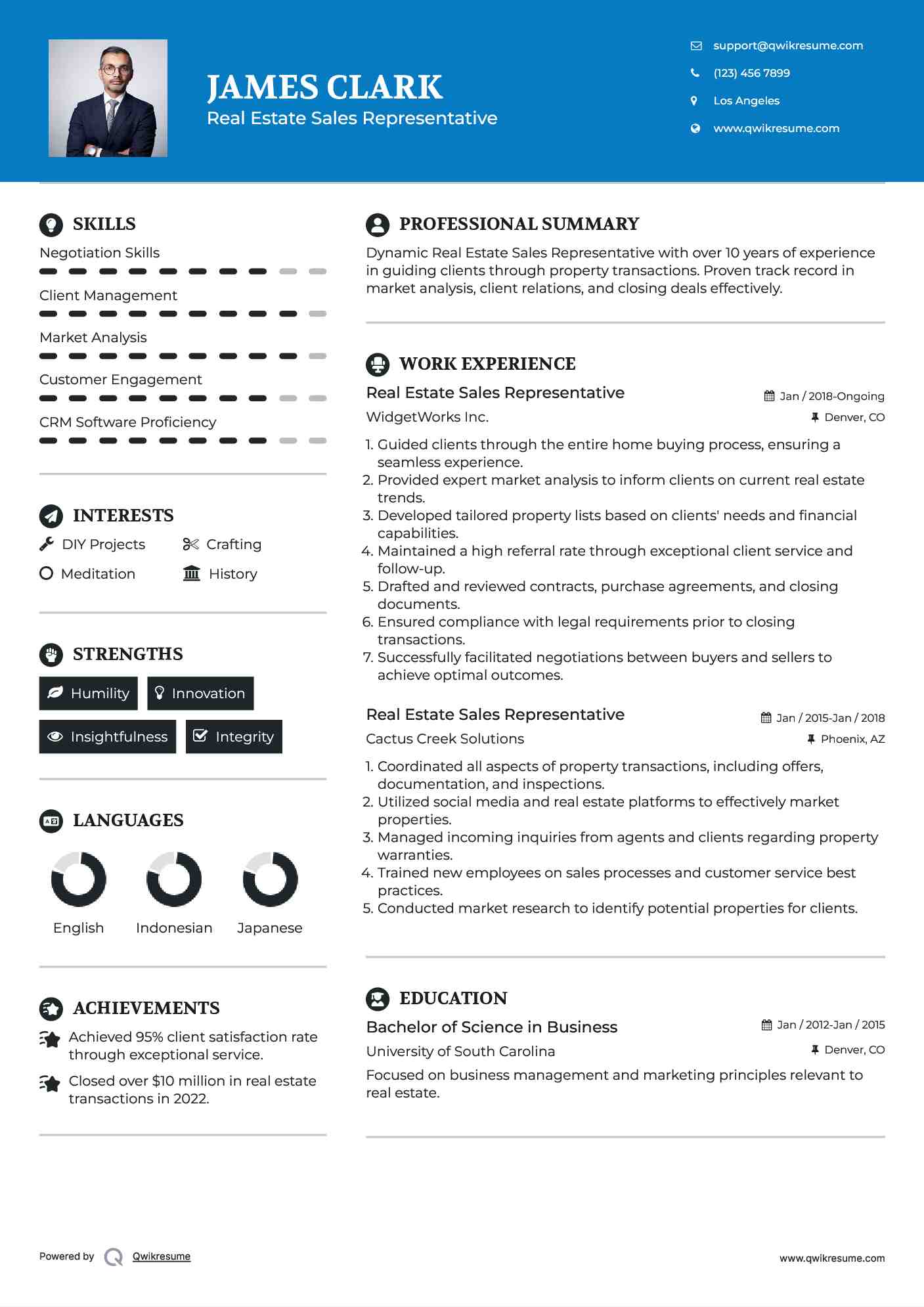 Real Estate Sales Representative Resume Template