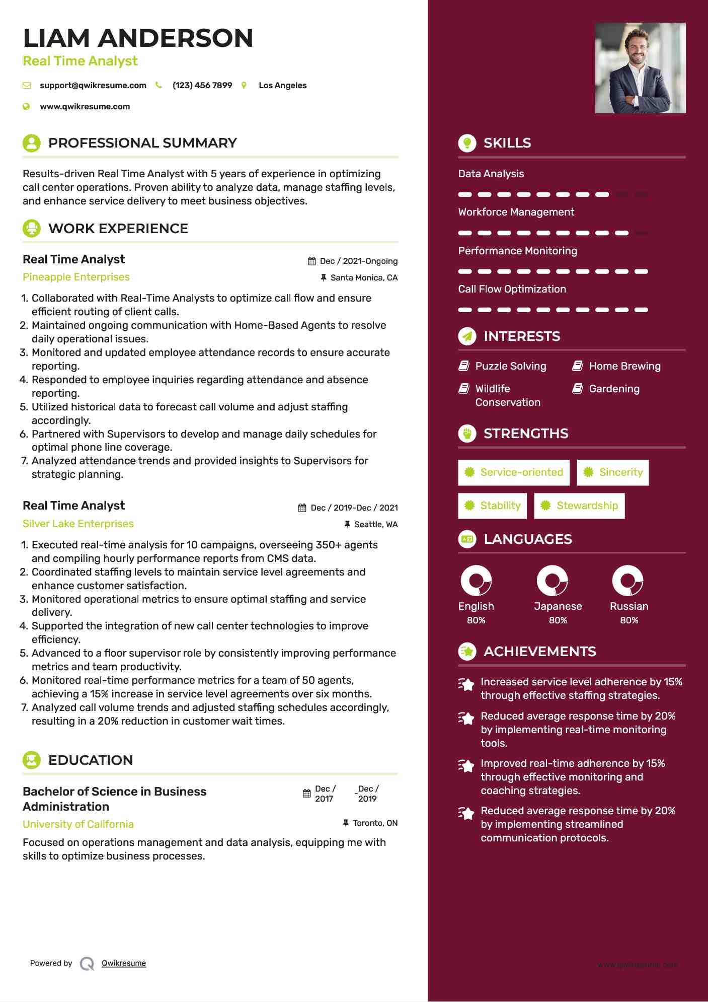 Real Time Analyst Resume Samples QwikResume