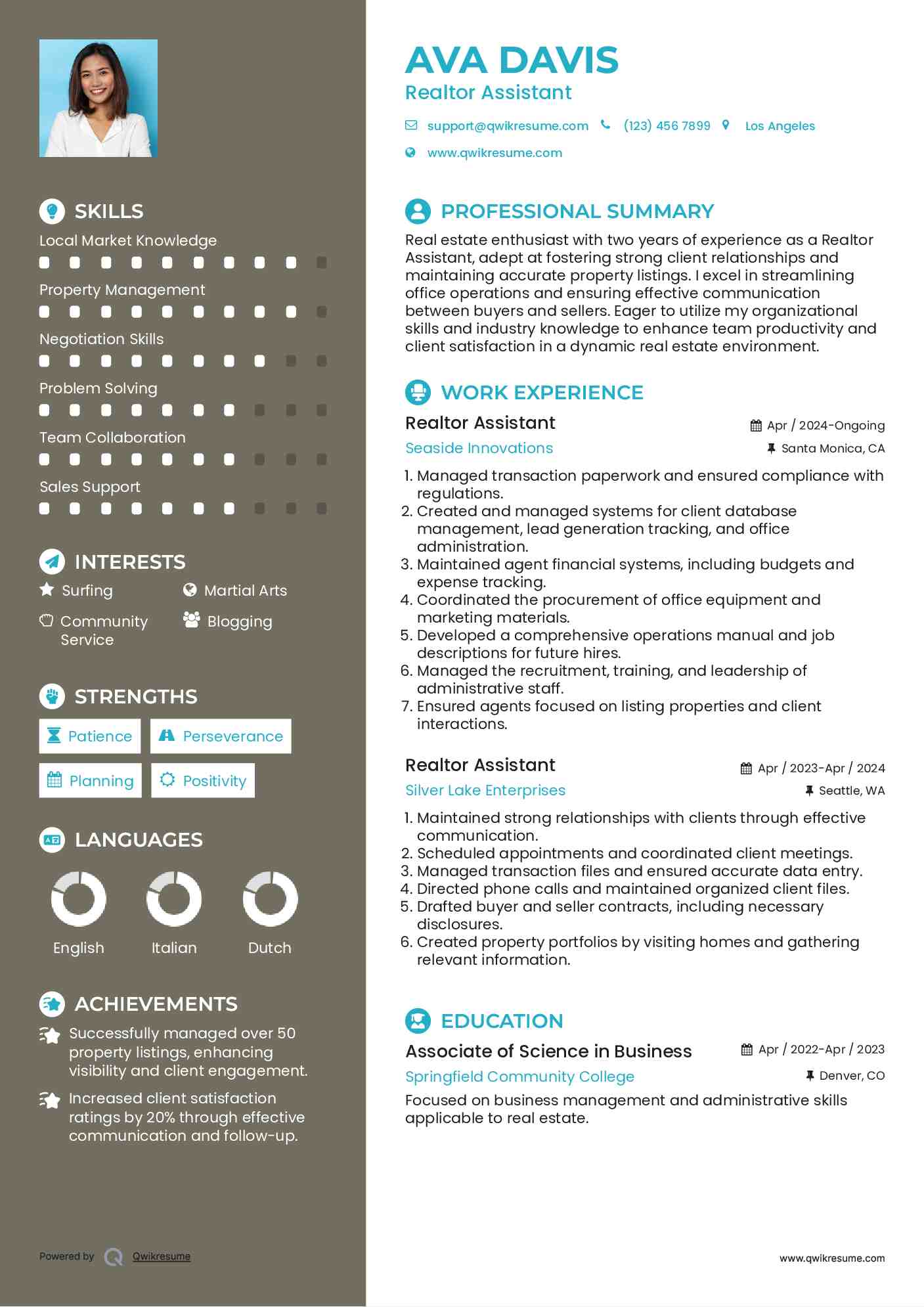 Realtor Assistant Resume Samples | QwikResume