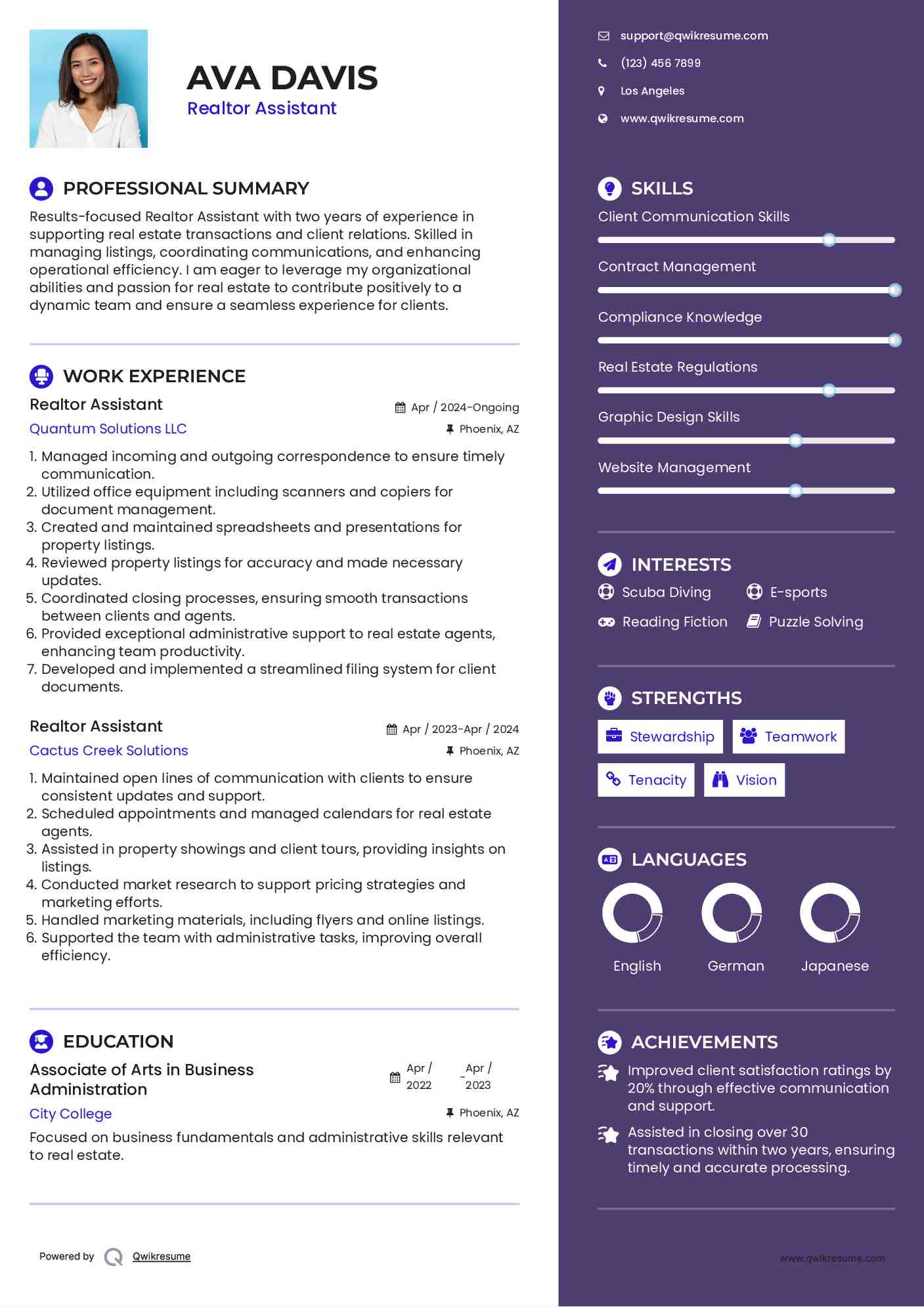 Realtor Assistant Resume Model