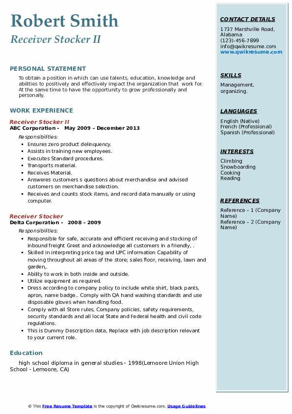 What Is A Receiver Stocker at Charles Cripe blog