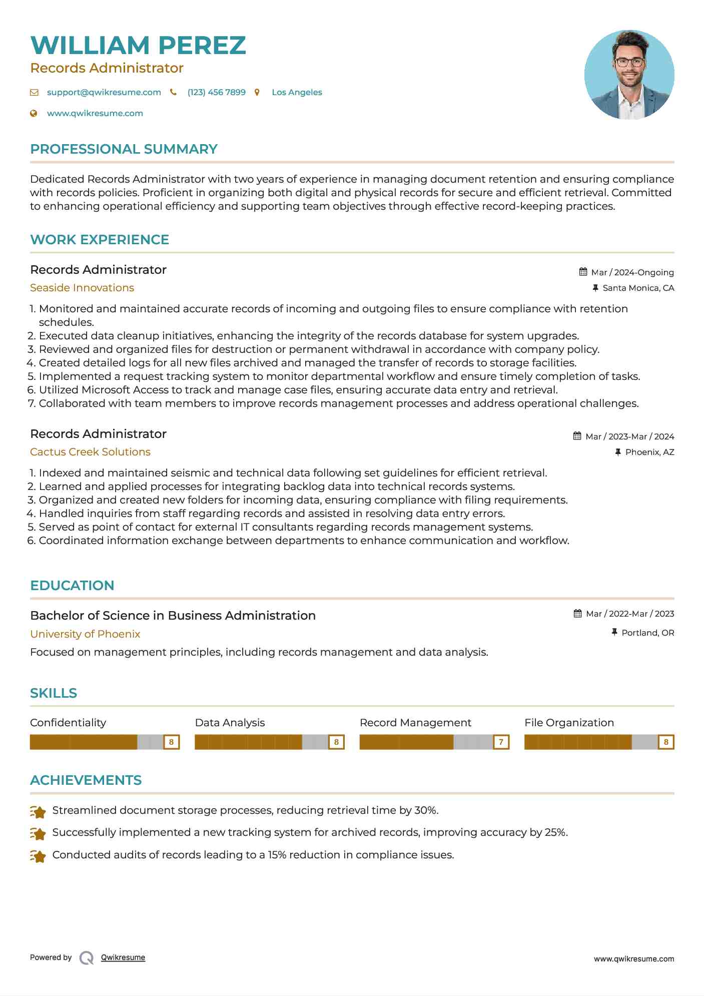 Records Administrator Resume Samples QwikResume