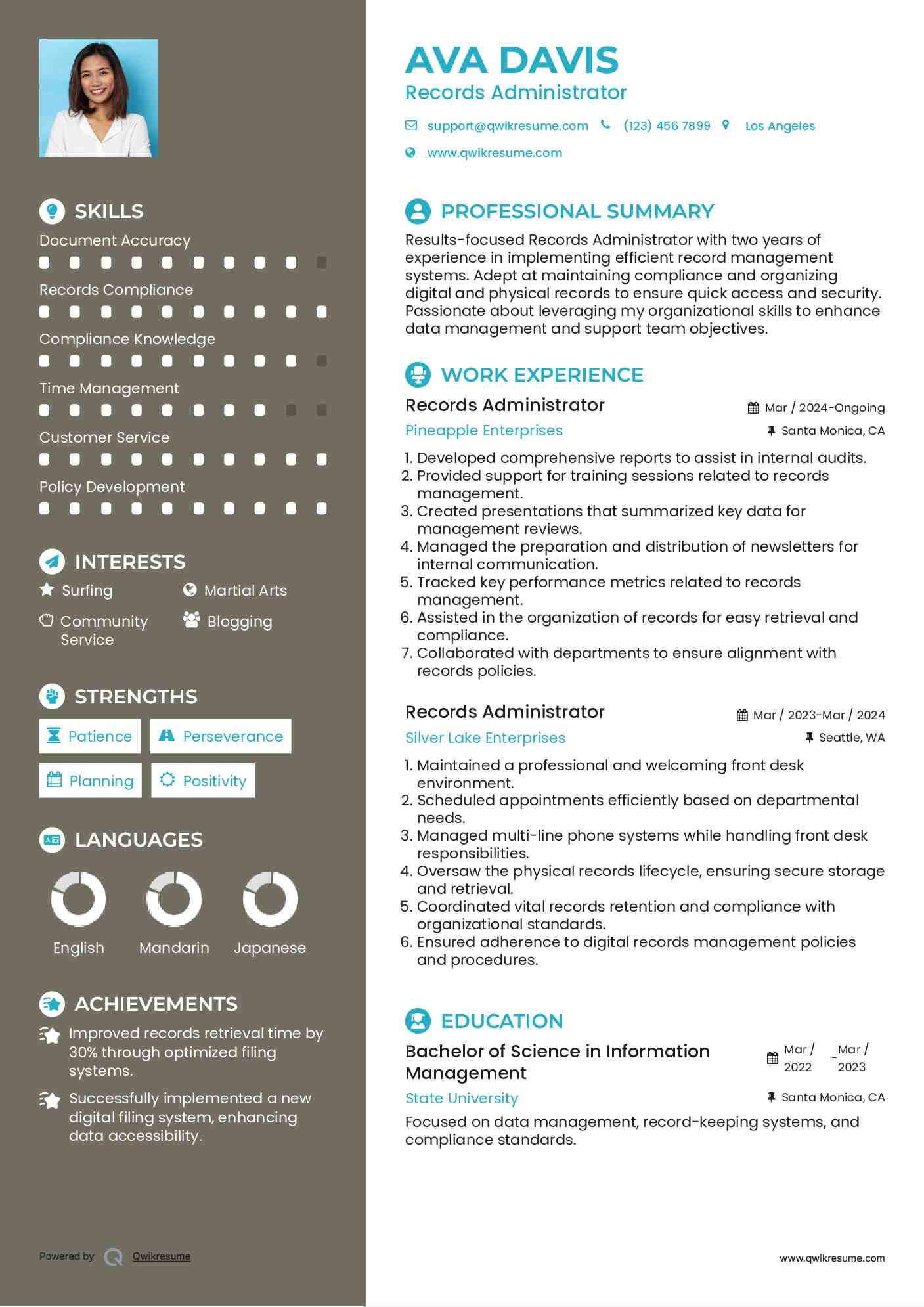 Records Administrator Resume Format