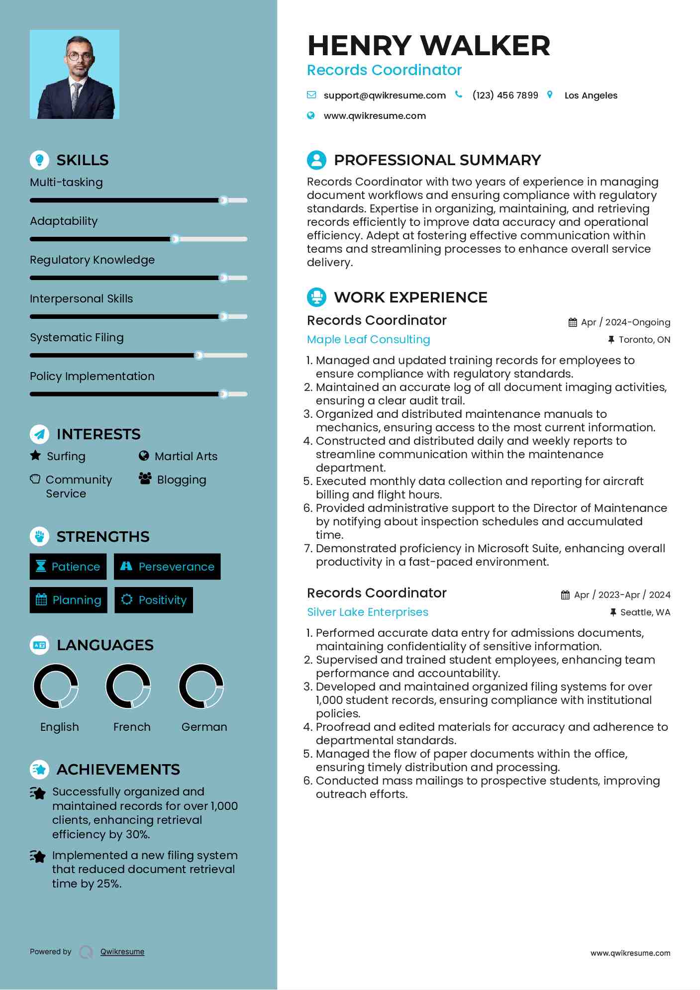 Records Coordinator Resume Format