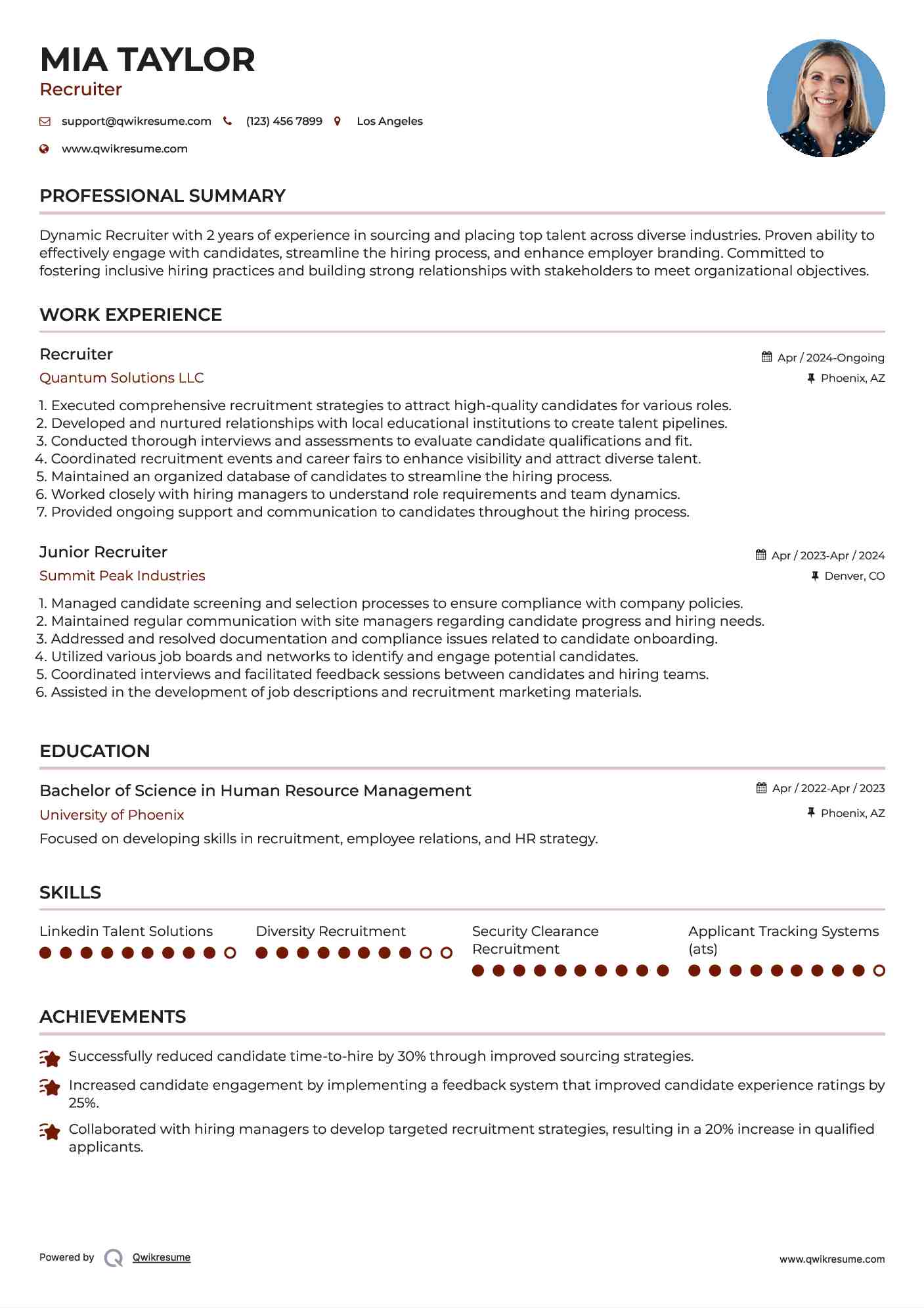 Recruiter Resume Template