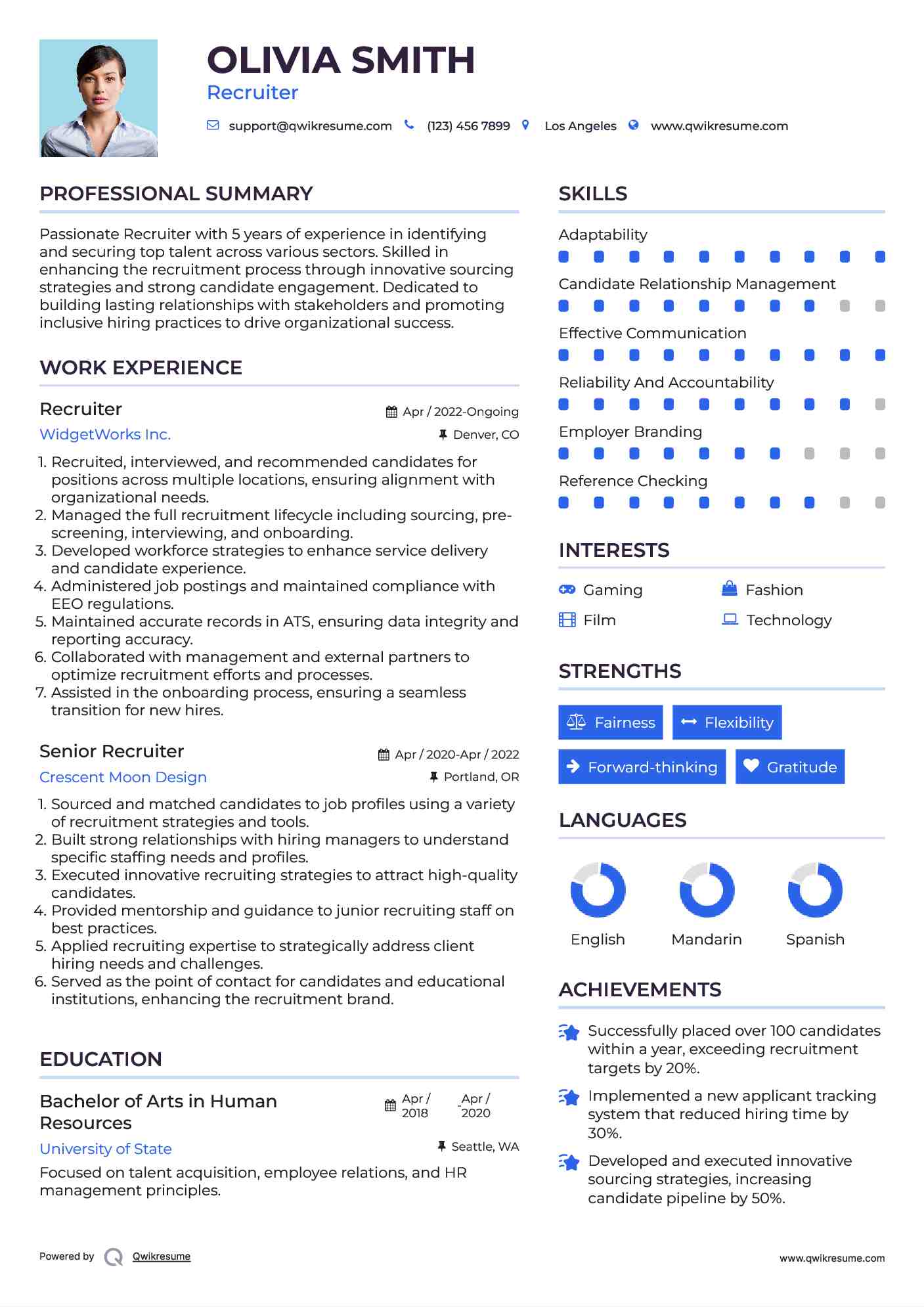 Recruiter Resume Template