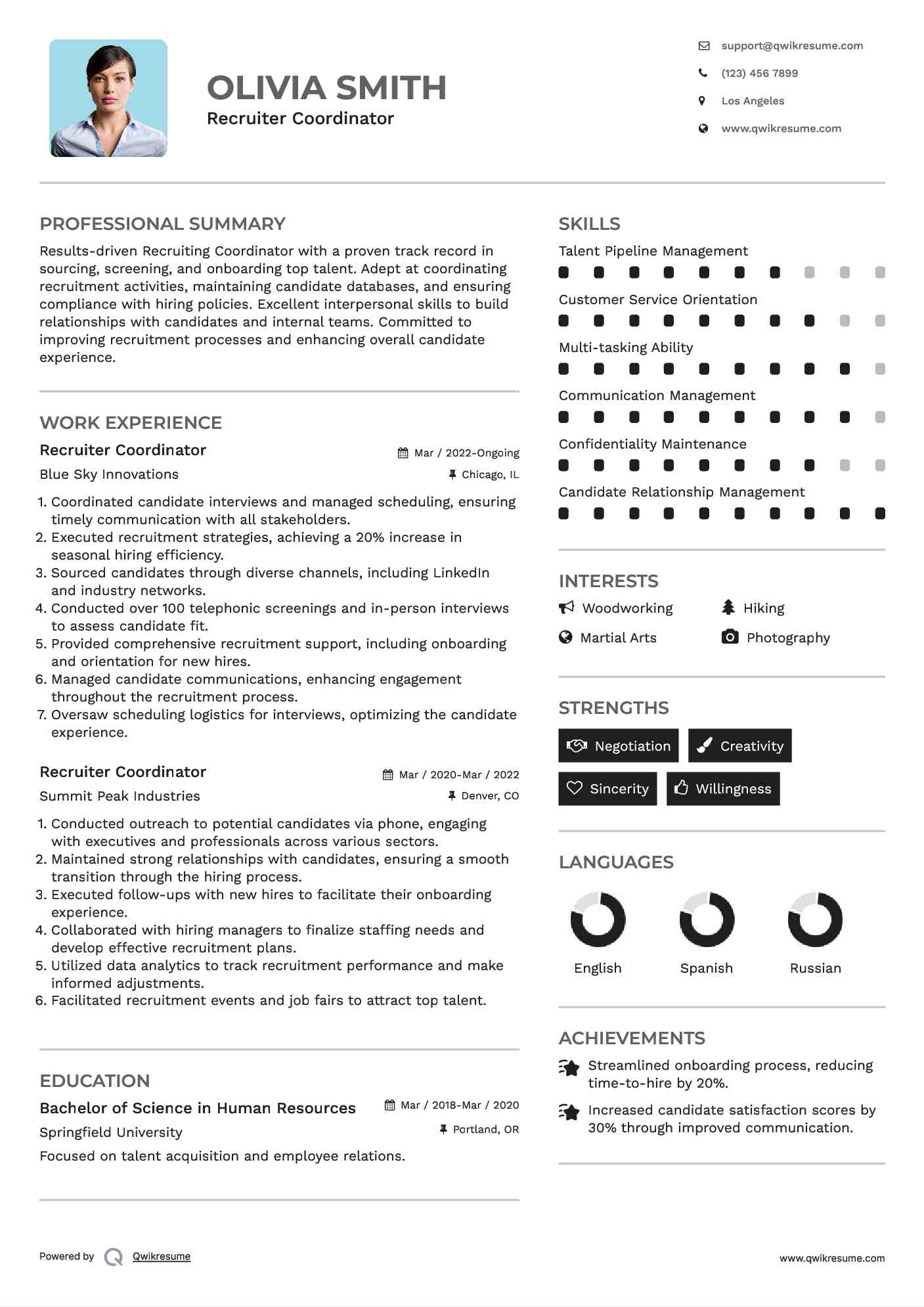 Recruiter Coordinator Resume Model