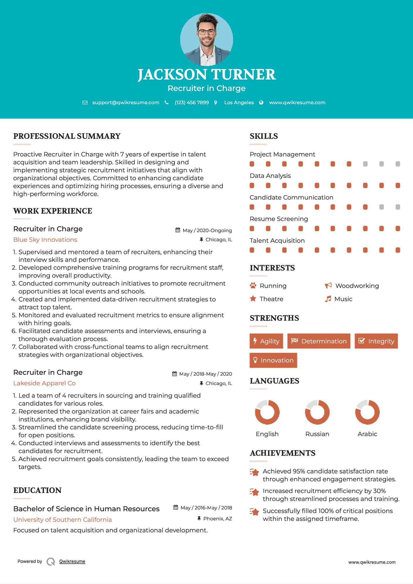 Recruiter in Charge Resume Template
