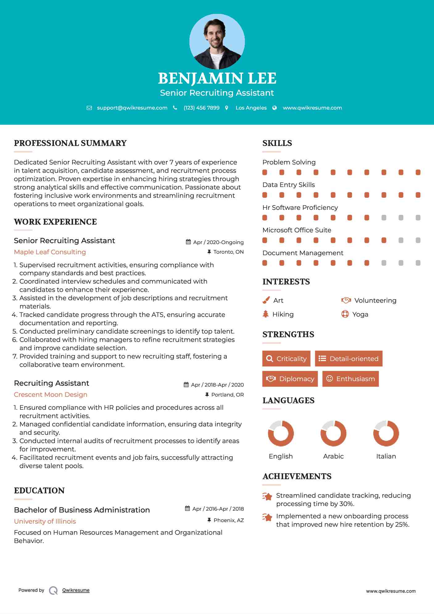 Senior Recruiting Assistant Resume Template