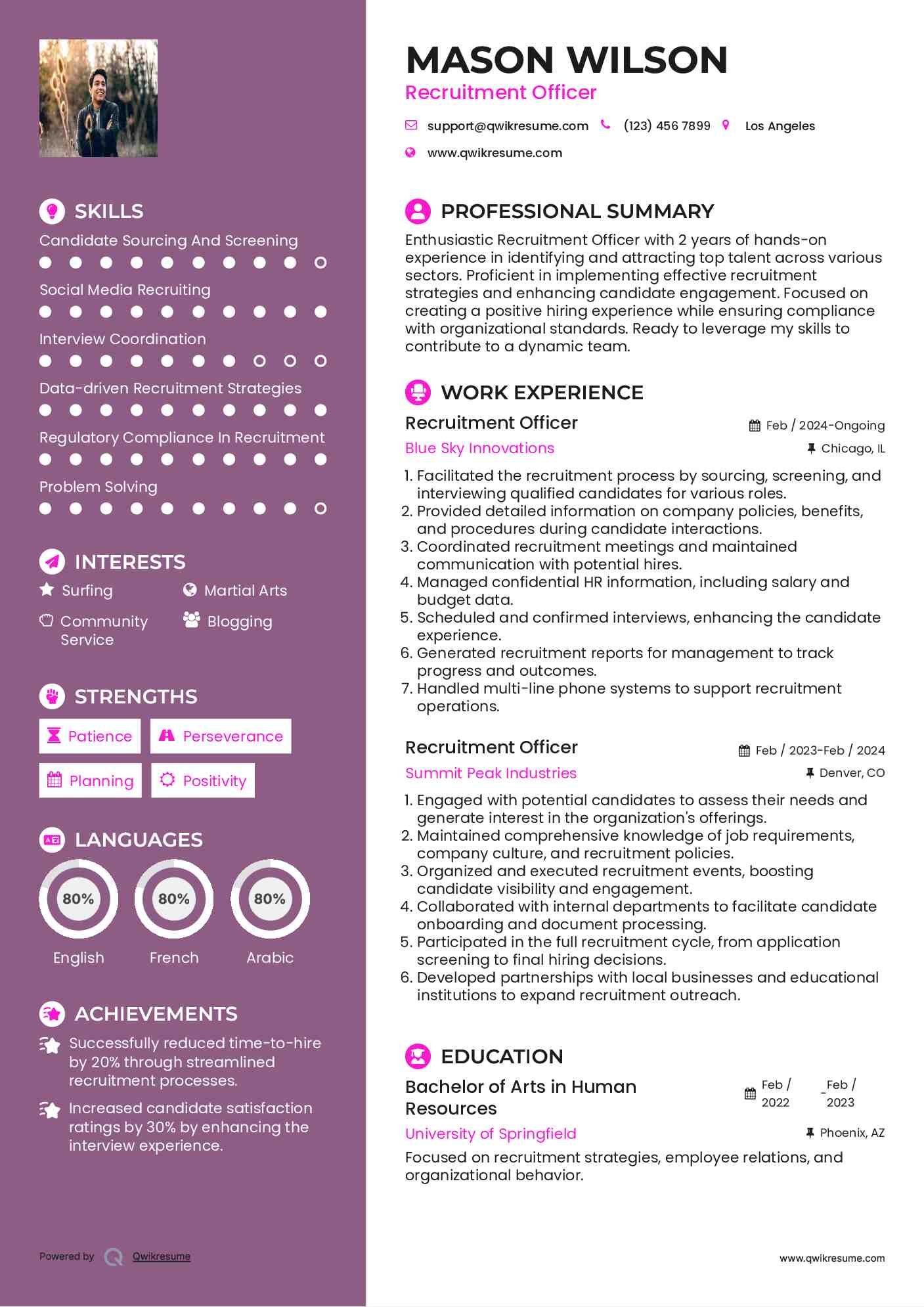 Recruitment Officer Resume Template