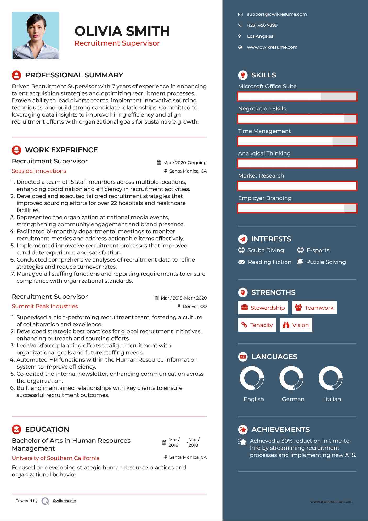 Recruitment Supervisor Resume Model