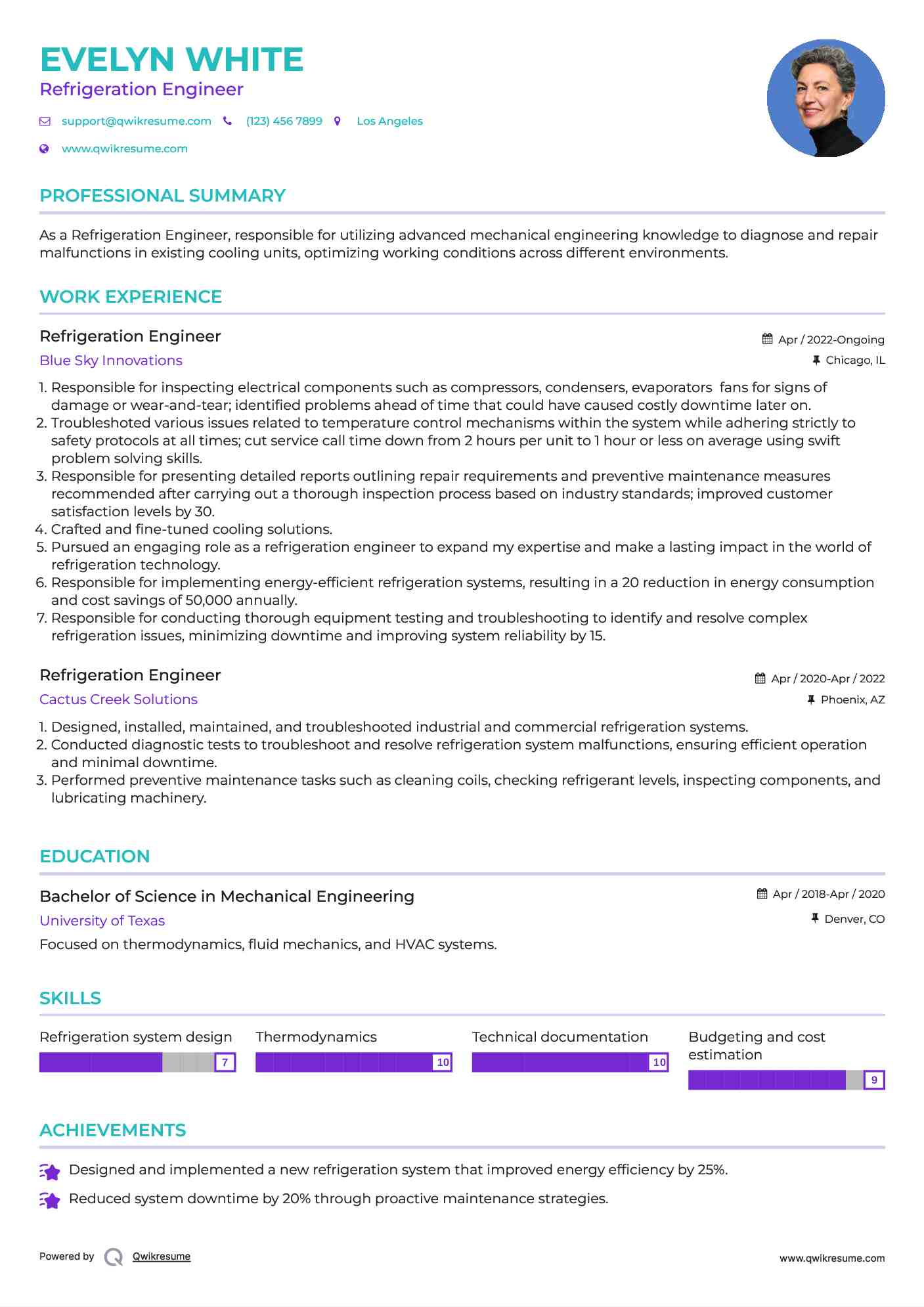 Refrigeration Engineer Resume Format