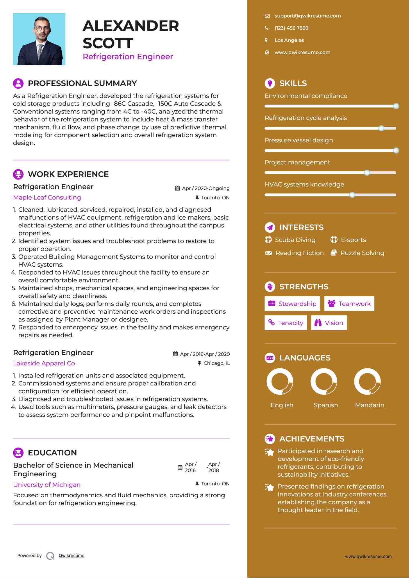 Refrigeration Engineer Resume Format