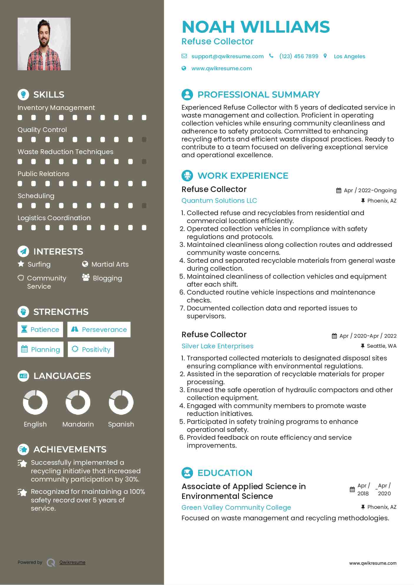 Refuse Collector Resume Format