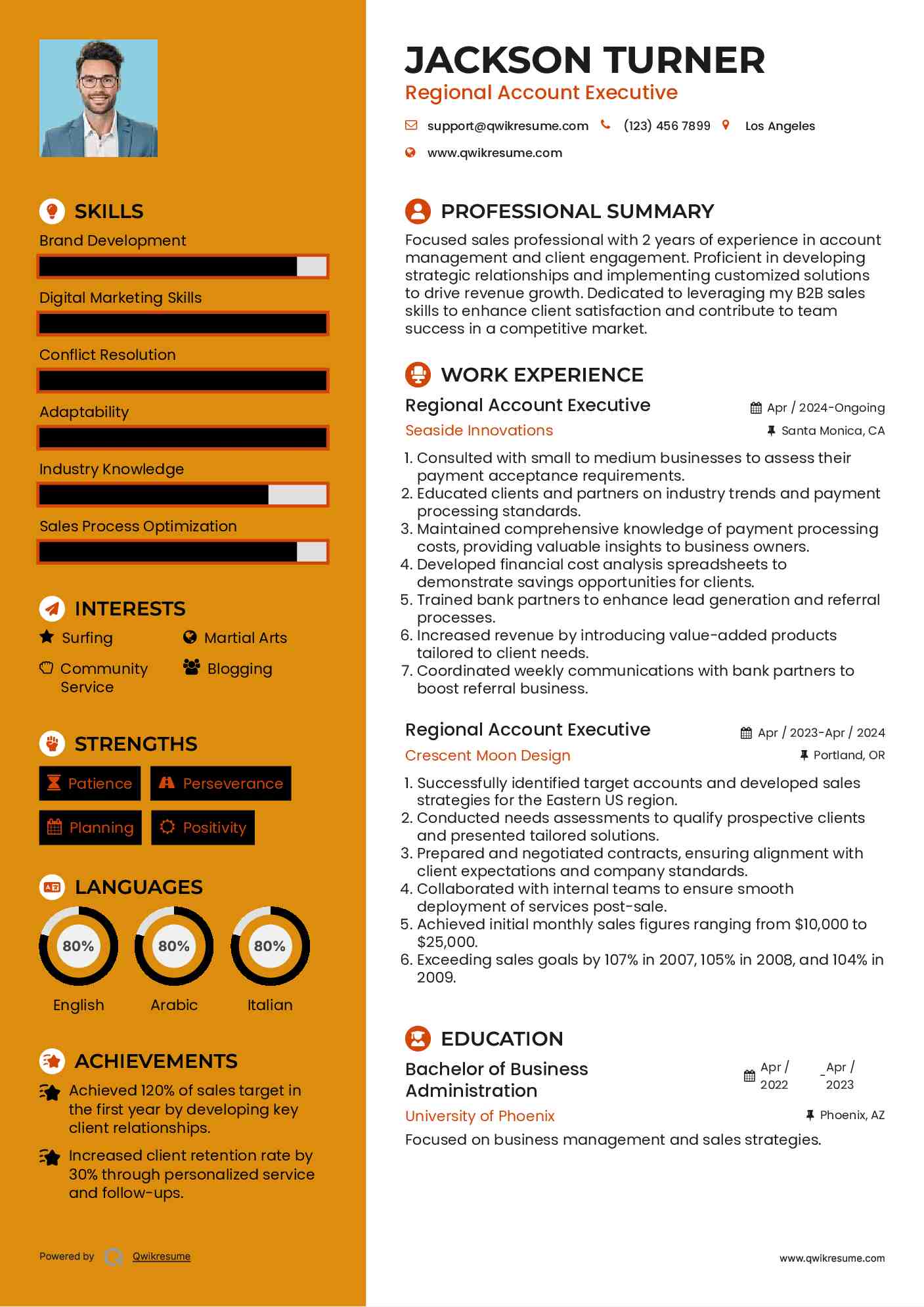 Regional Account Executive Resume Model