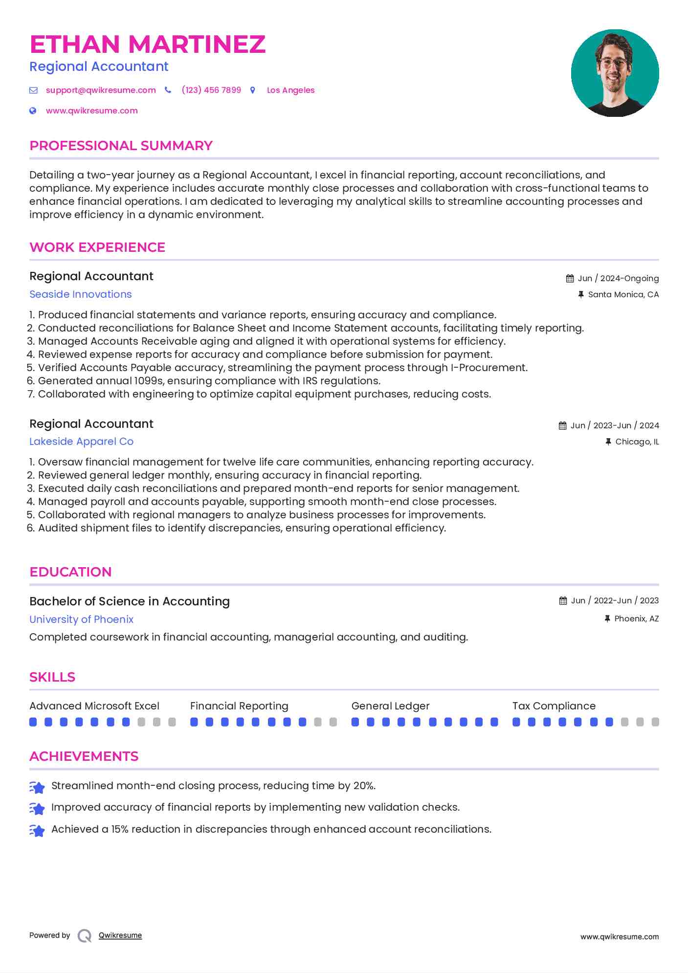Regional Accountant Resume Model
