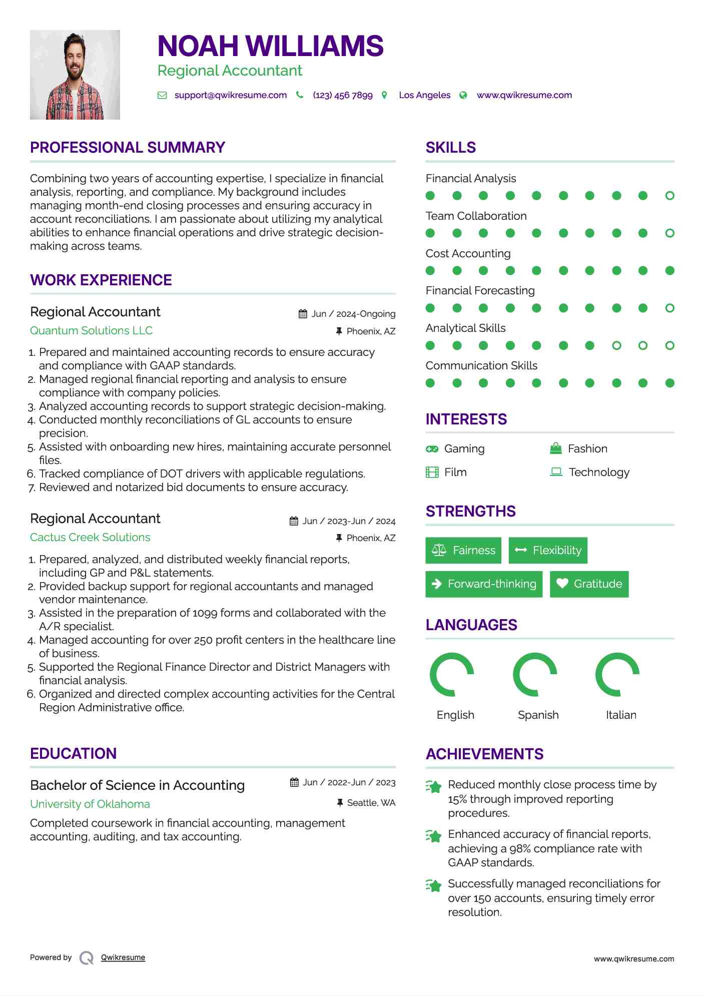 Regional Accountant Resume Template