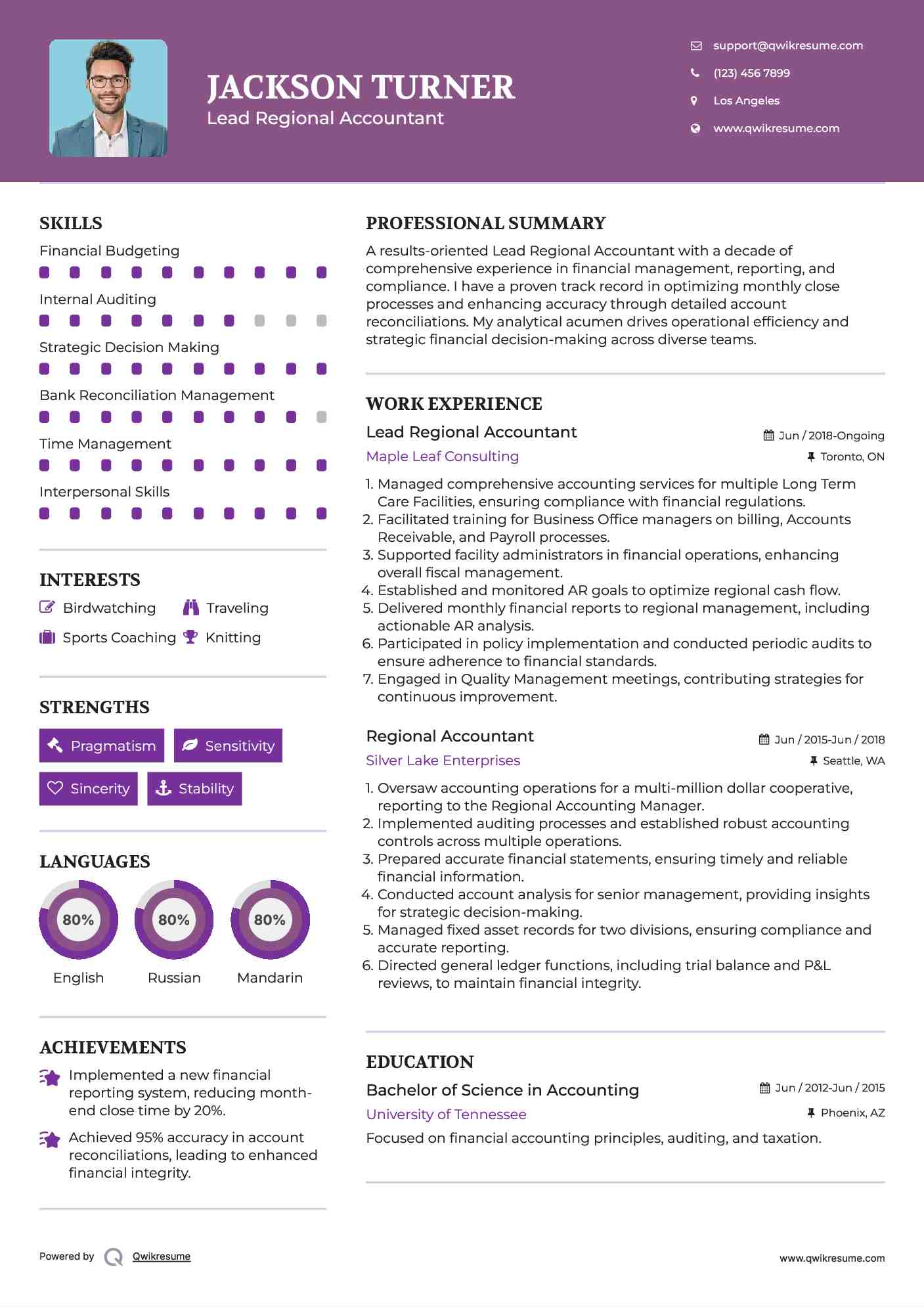Lead Regional Accountant  Resume Template