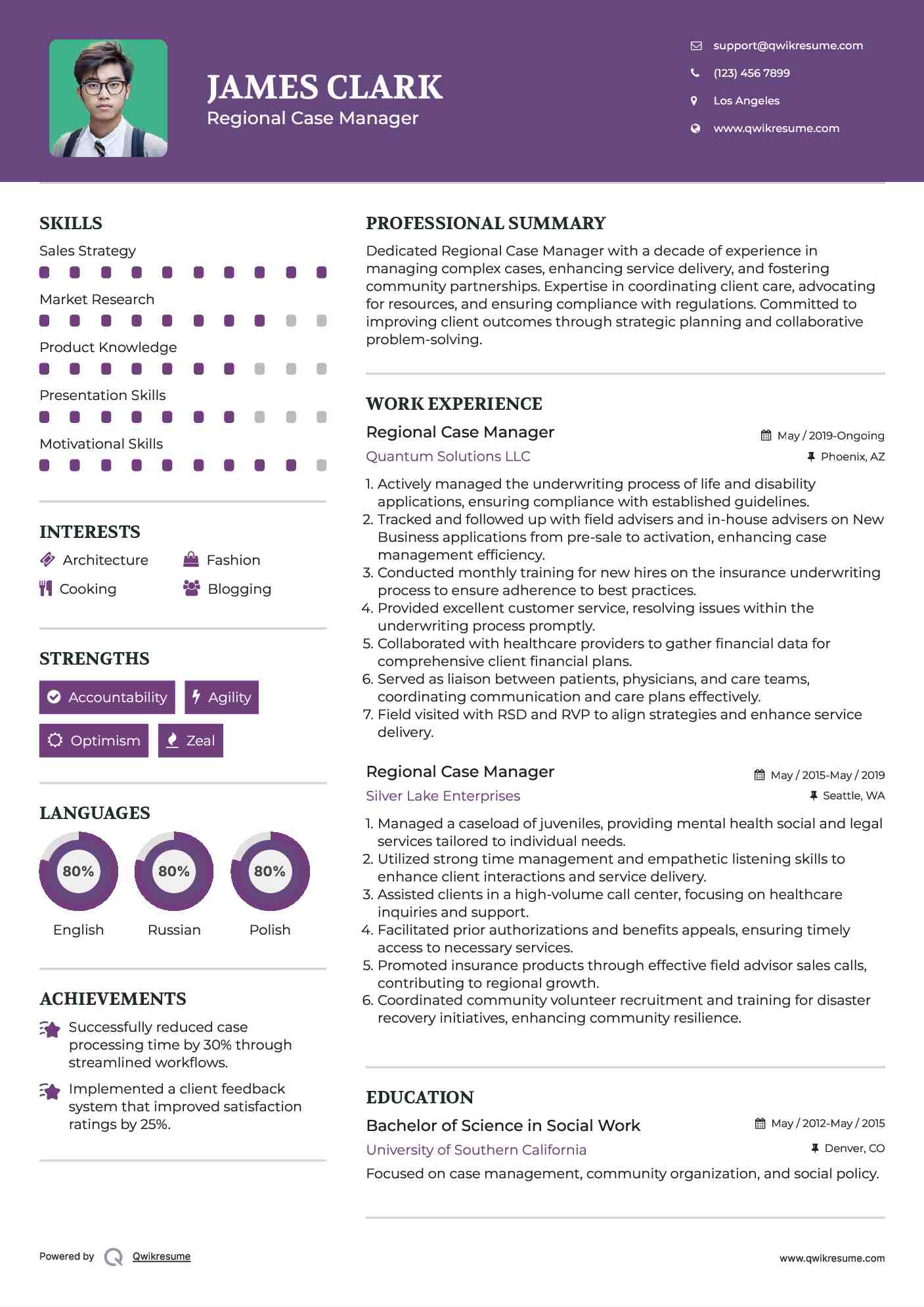 Regional Case Manager Resume Format