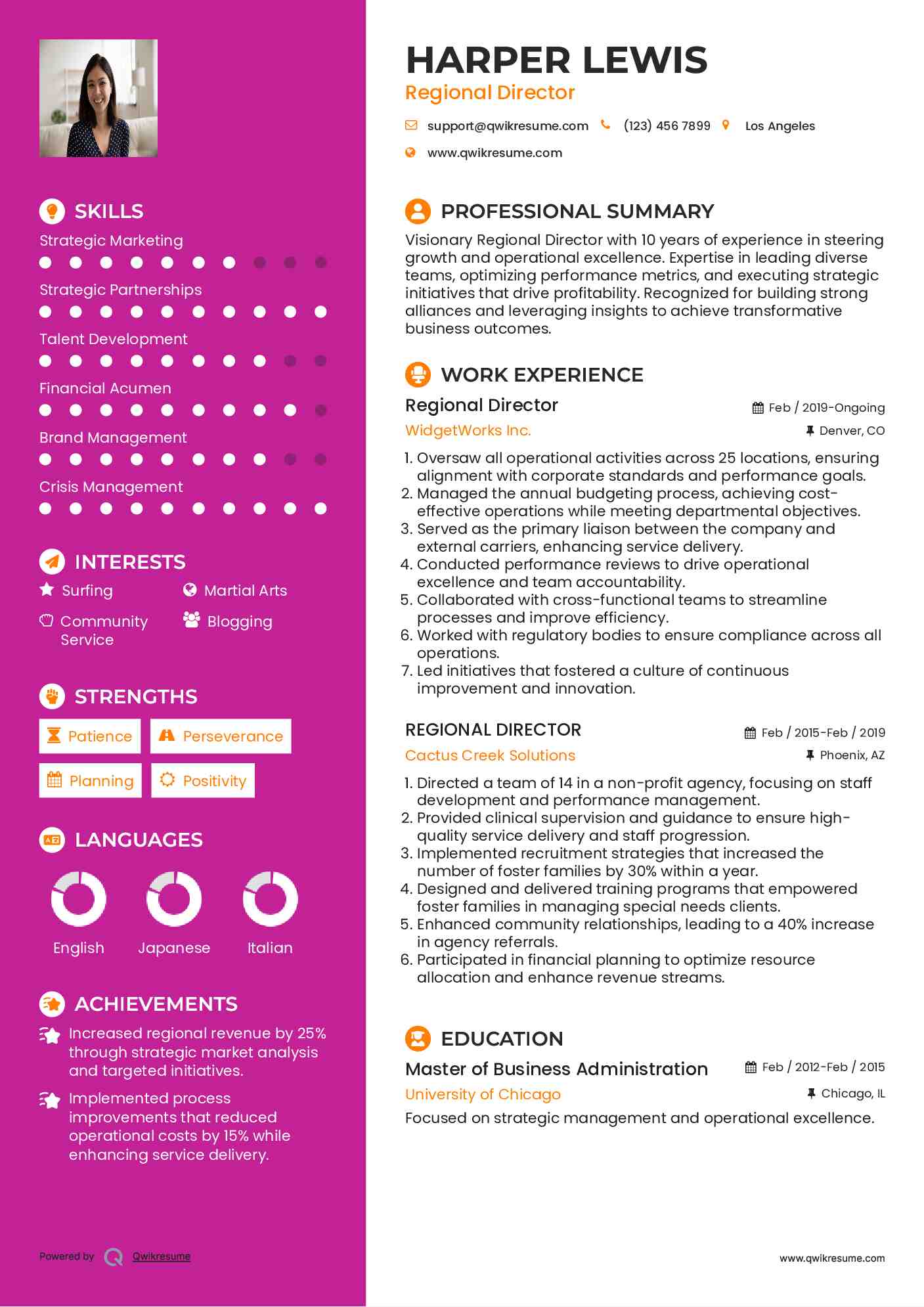 Regional Director Resume Template