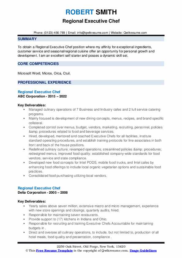 Regional Executive Chef Resume - Regional Executive Chef 1656751096 Pdf