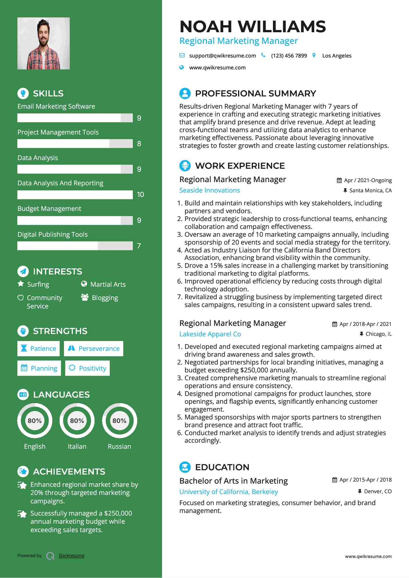 Regional Marketing Manager Resume Format