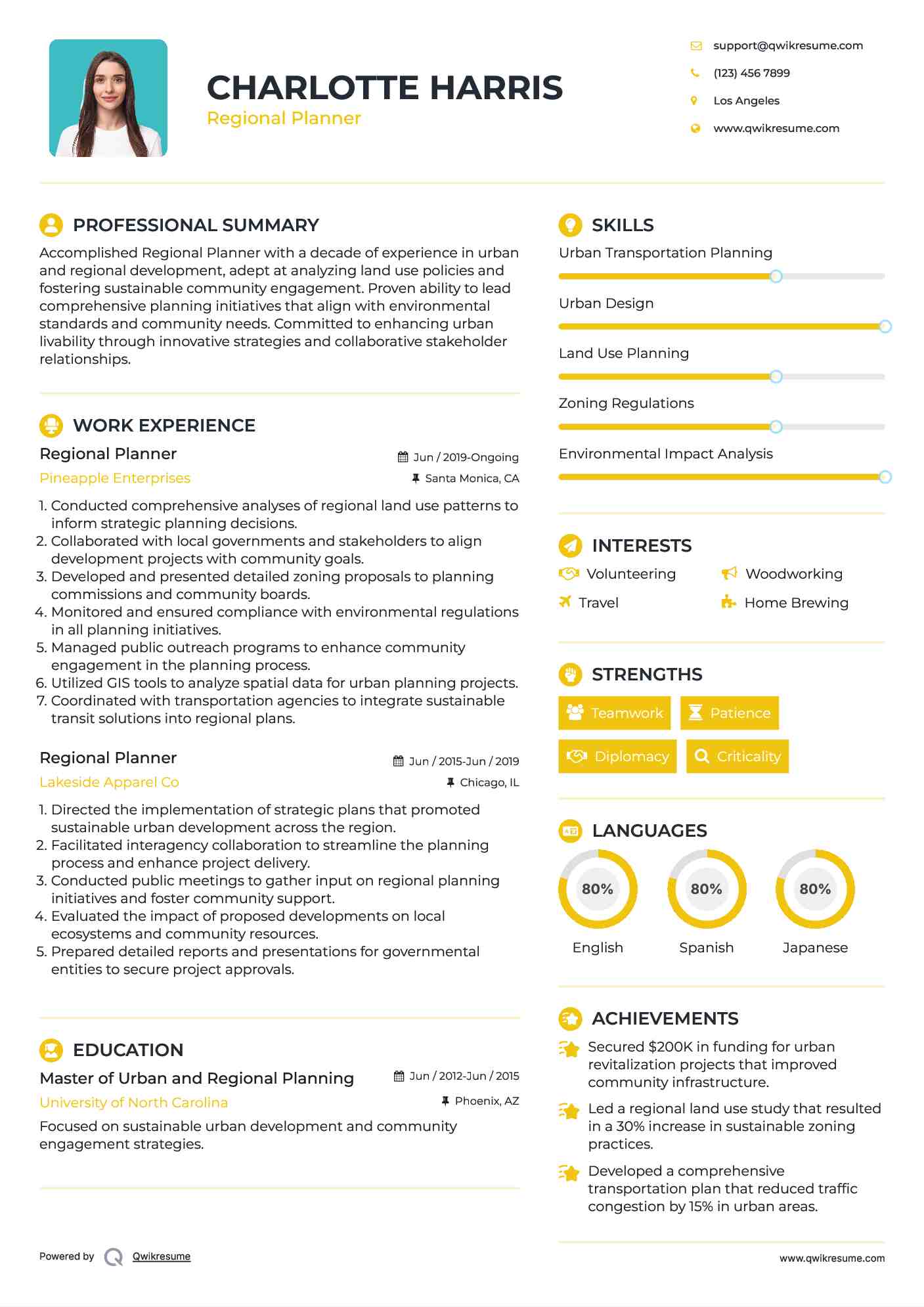 Regional Planner Resume Template