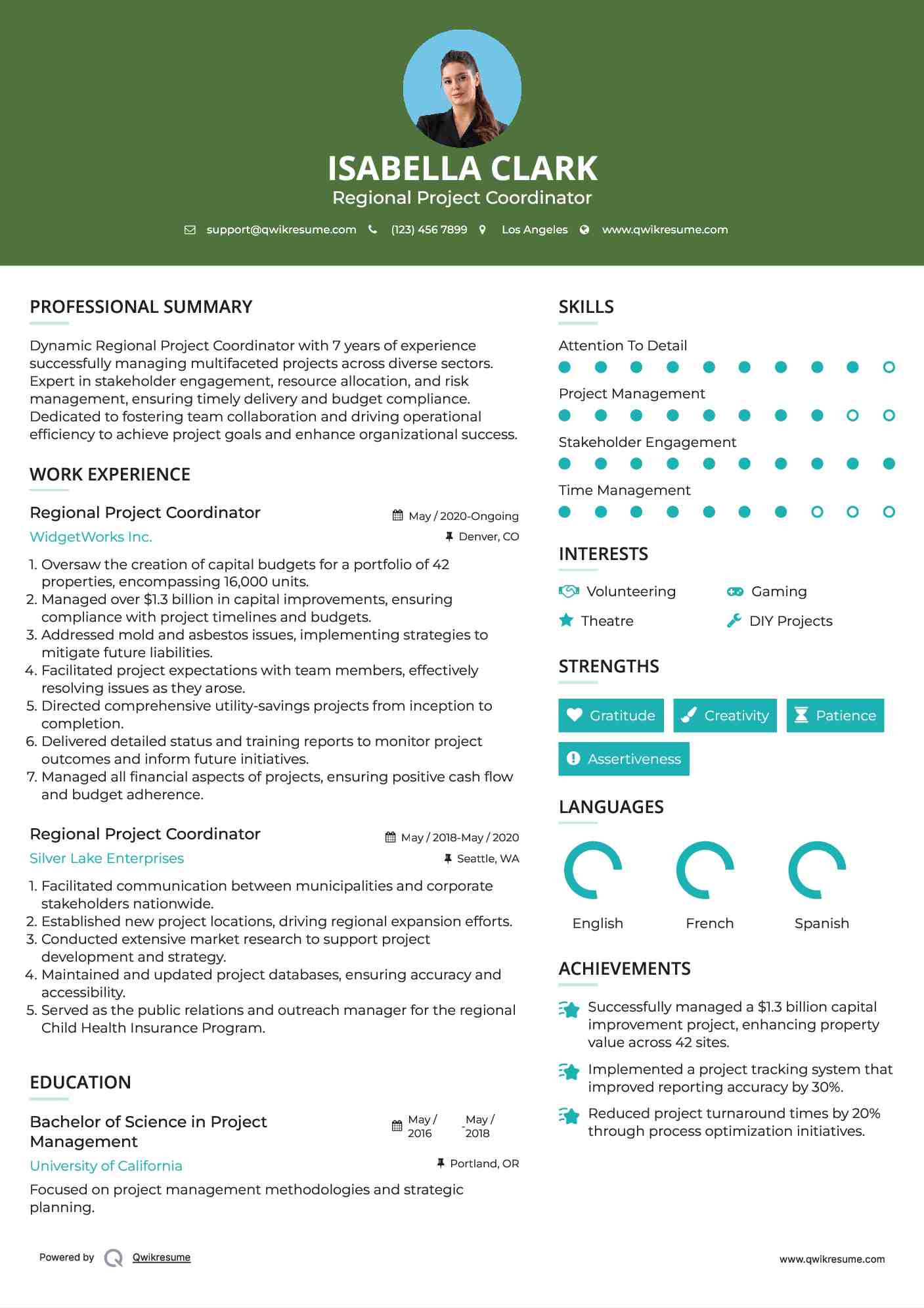 Regional Project Coordinator Resume Template