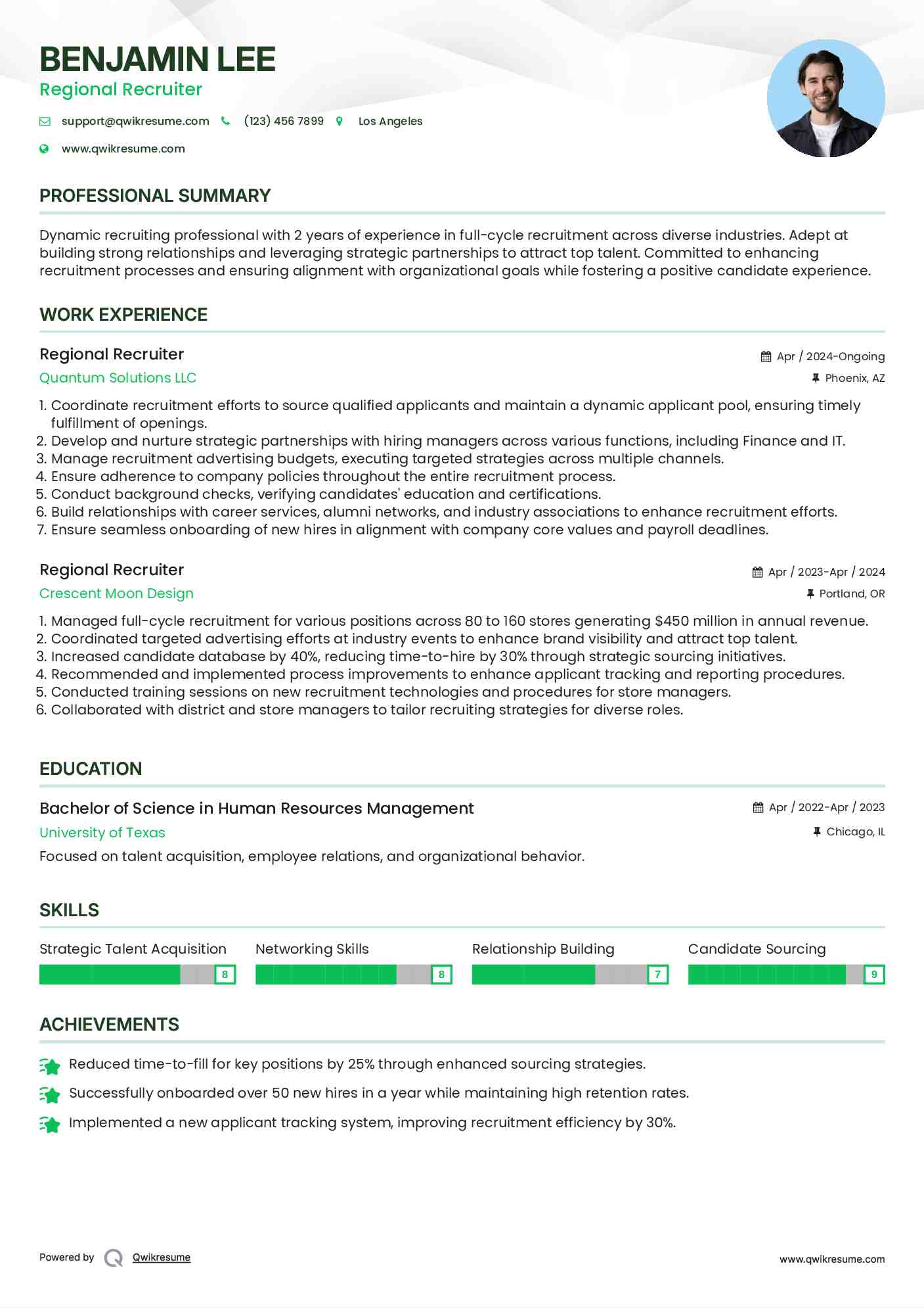 Regional Recruiter Resume Format