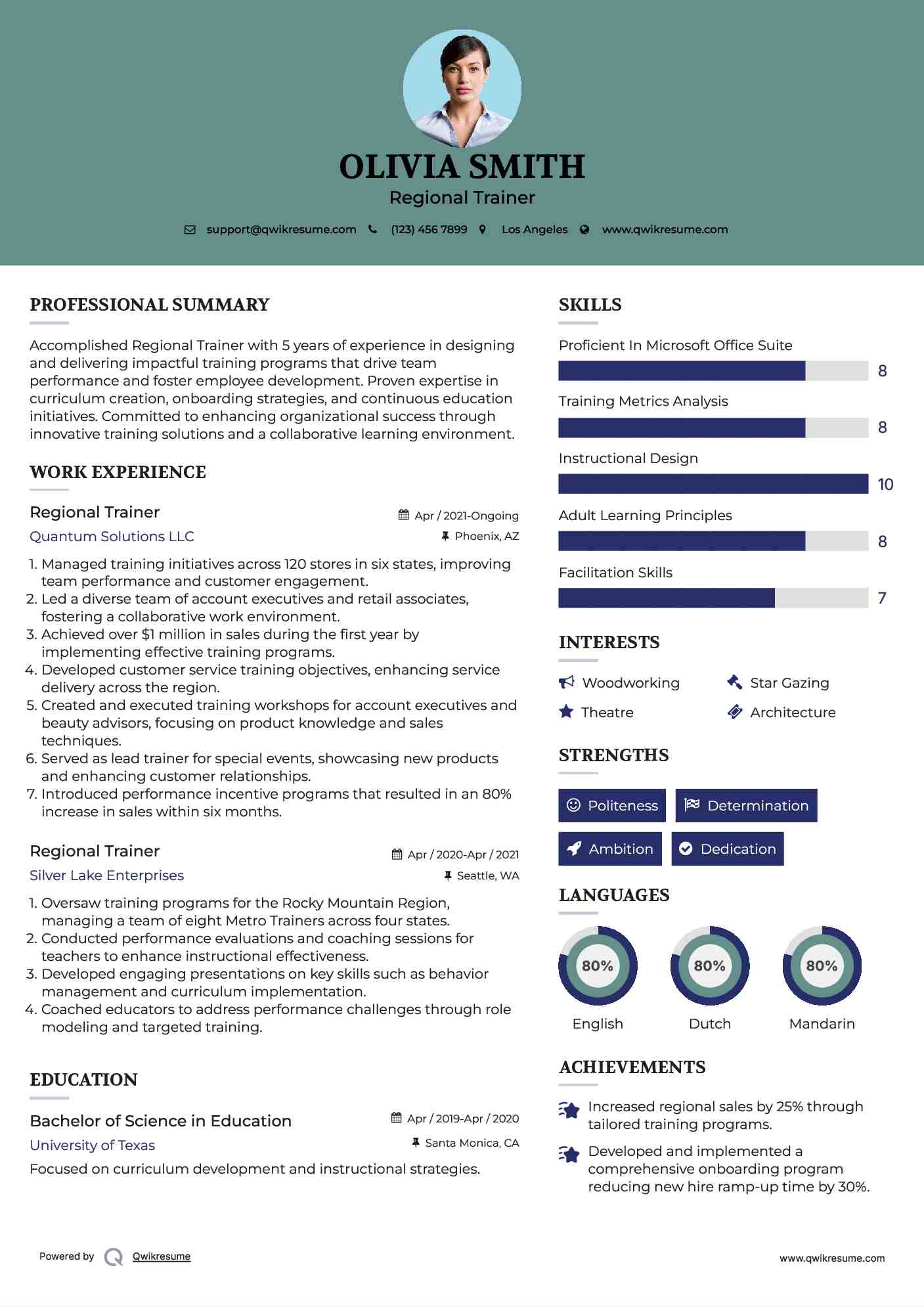 Regional Trainer Resume Template