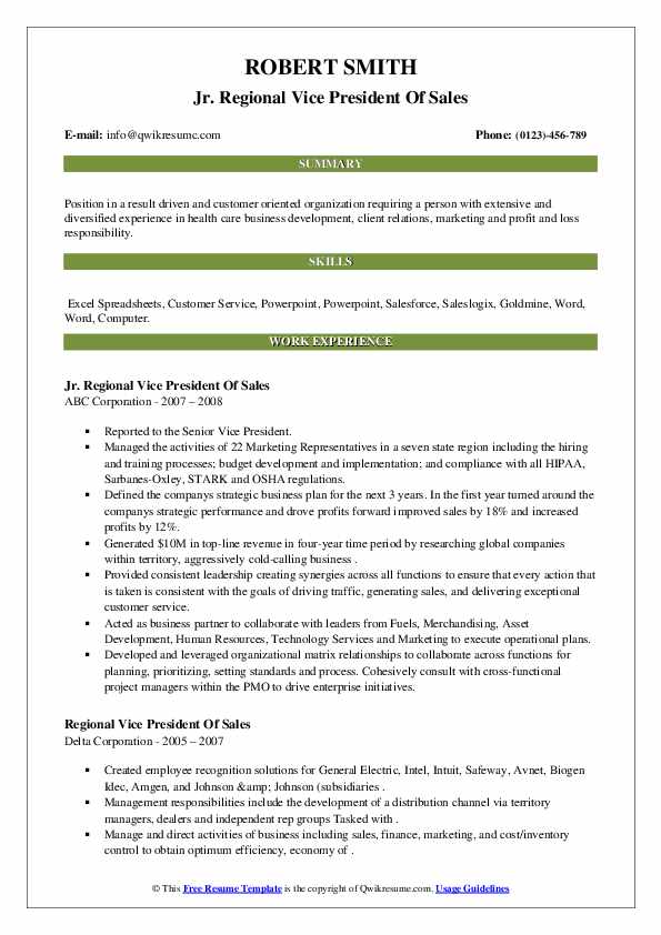 Regional Vice President Of Sales - Regional Vice President Of Sales 1588057150 Pdf 