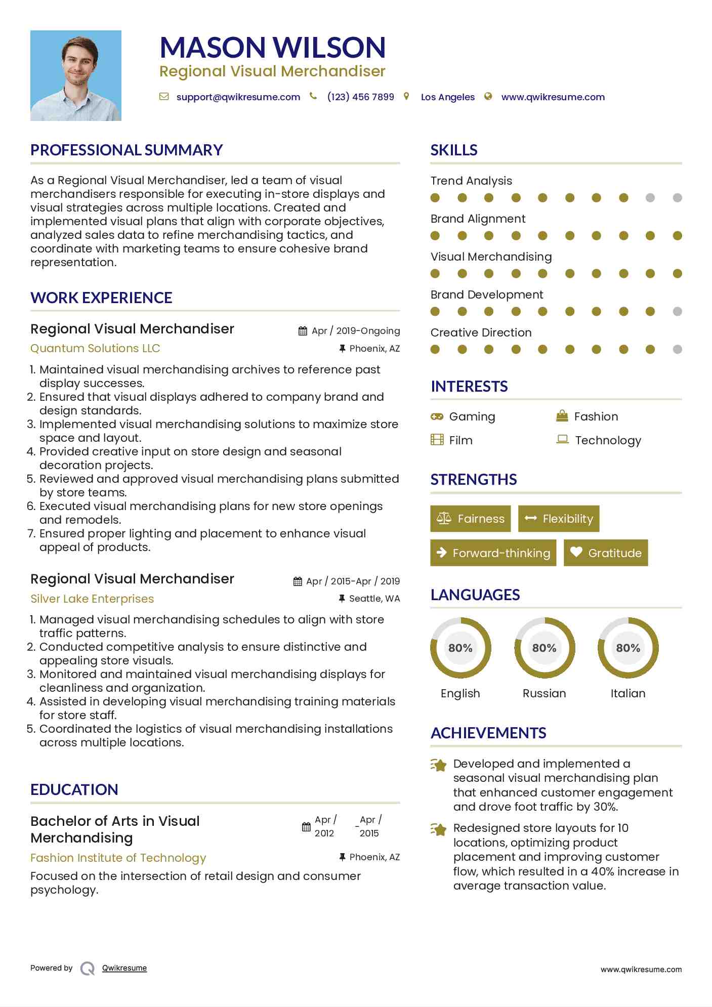 Regional Visual Merchandiser Resume Template