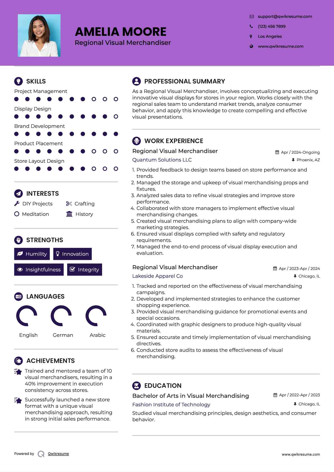 Regional Visual Merchandiser Resume Template