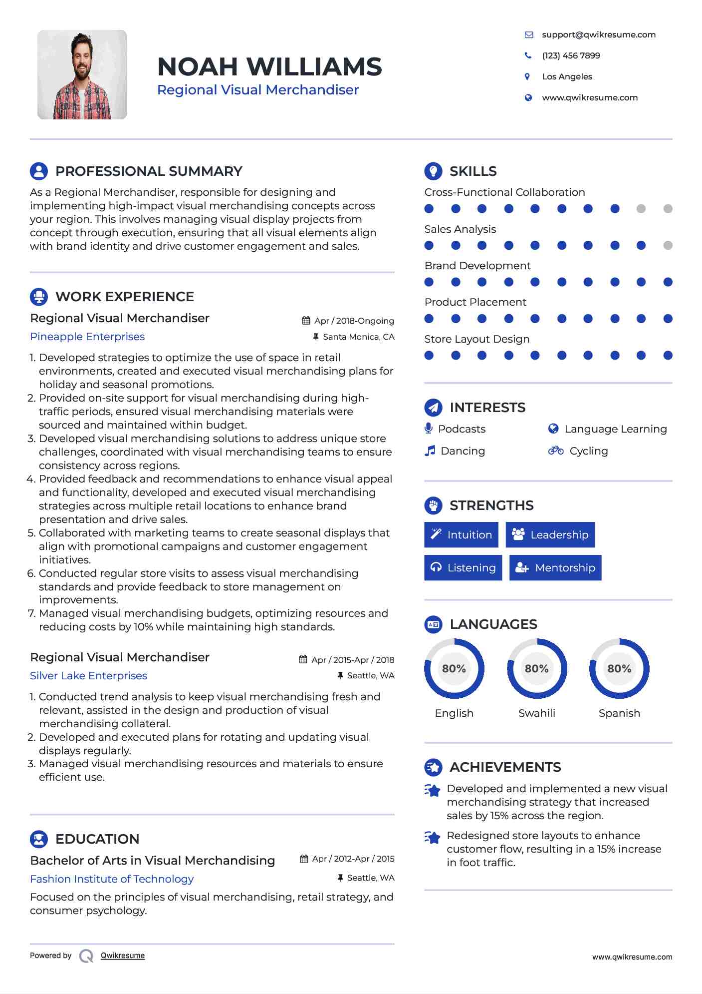 Regional Visual Merchandiser Resume Example