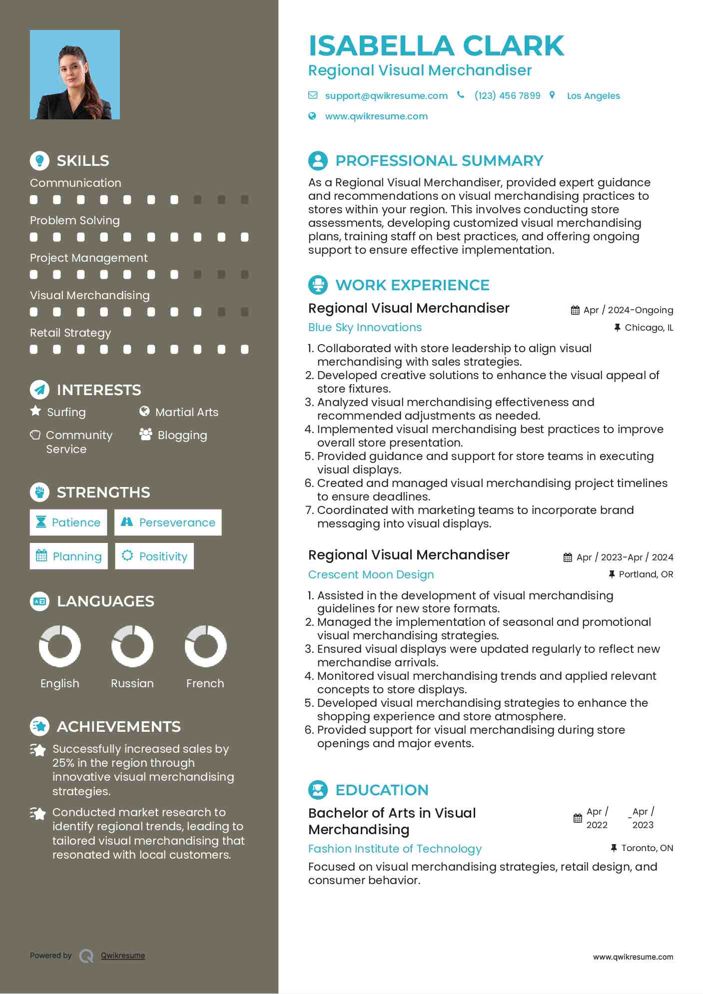 Regional Visual Merchandiser Resume Example