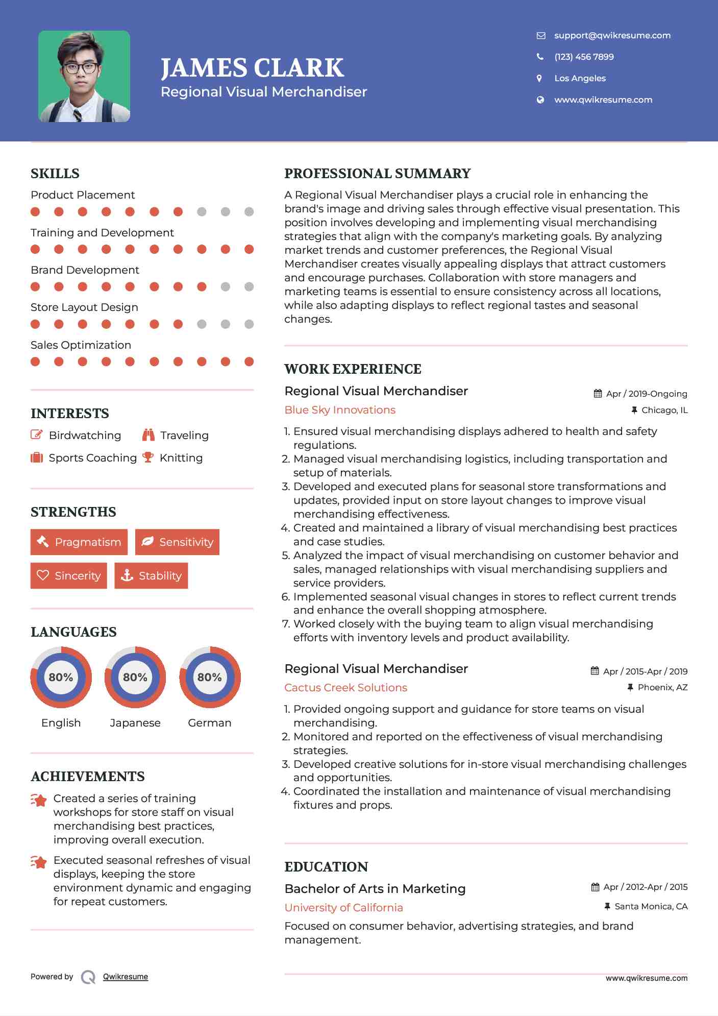 Regional Visual Merchandiser Resume Example